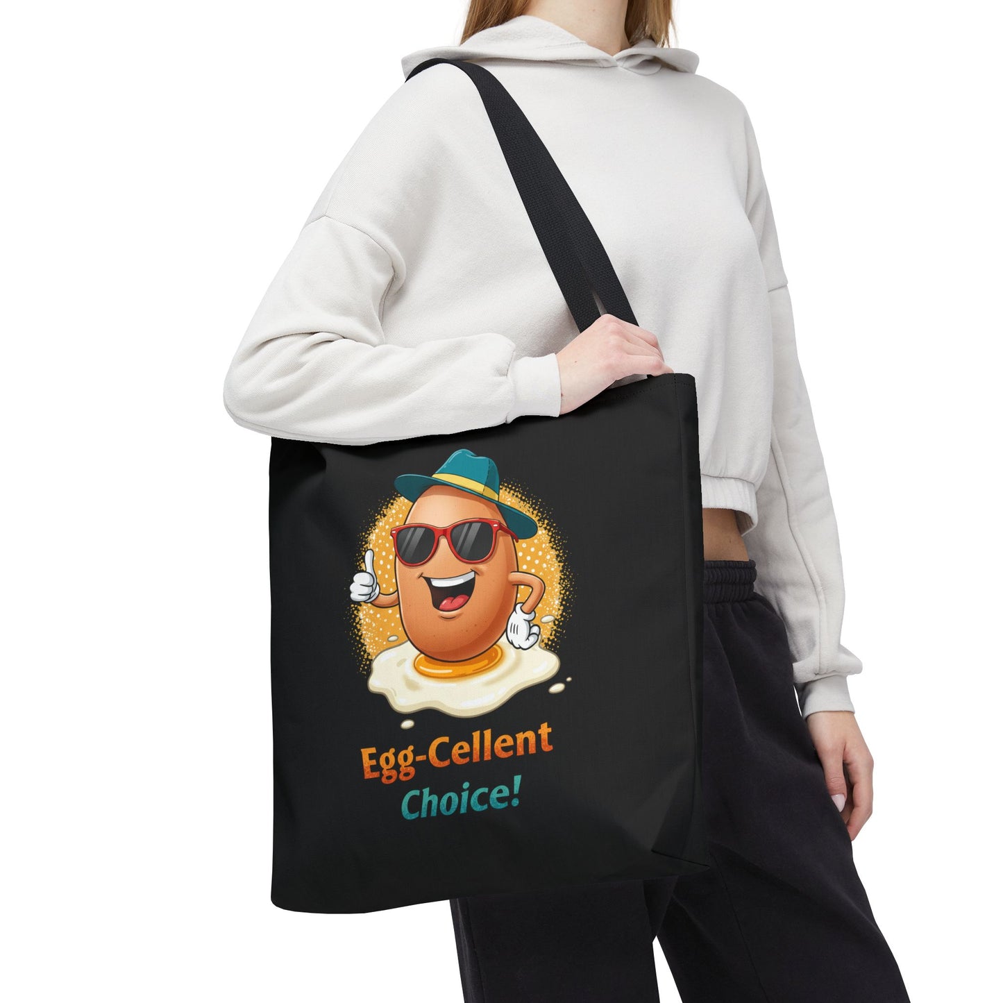 Tote Bag: Egg-Cellent Choice Thumbs Up Pun Design
