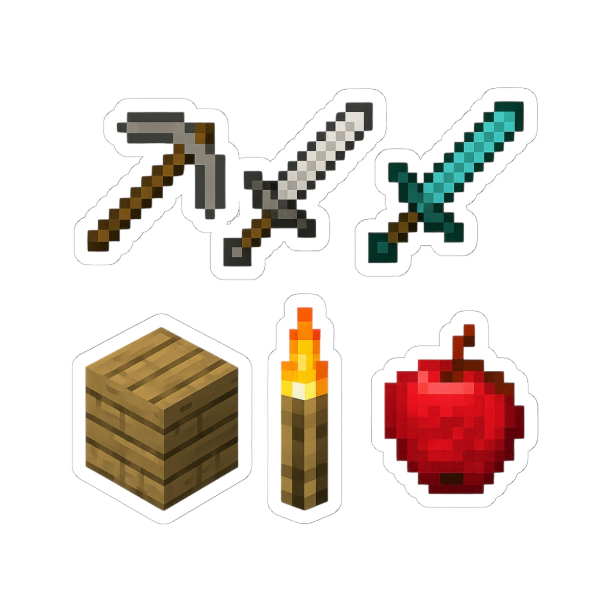 Pixel Art Stickers Minecraft Inspired Video Game Kiss-Cut Stickers
