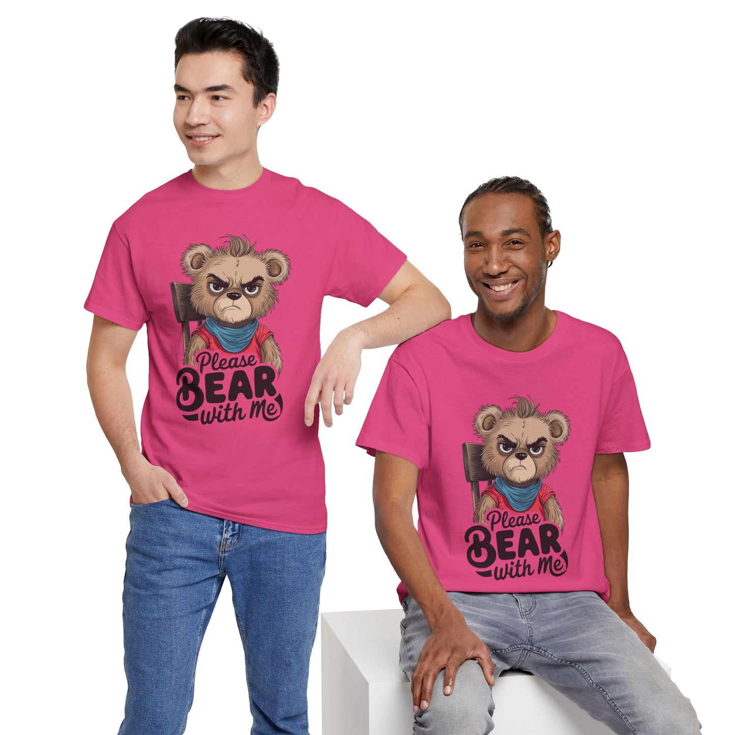 Grumpy Bear Graphic Tee – Please Bear With Me Shirt – Funny Animal T‑shirt – Sarcastic Humor Gift – Cute Bear Meme Art Tee