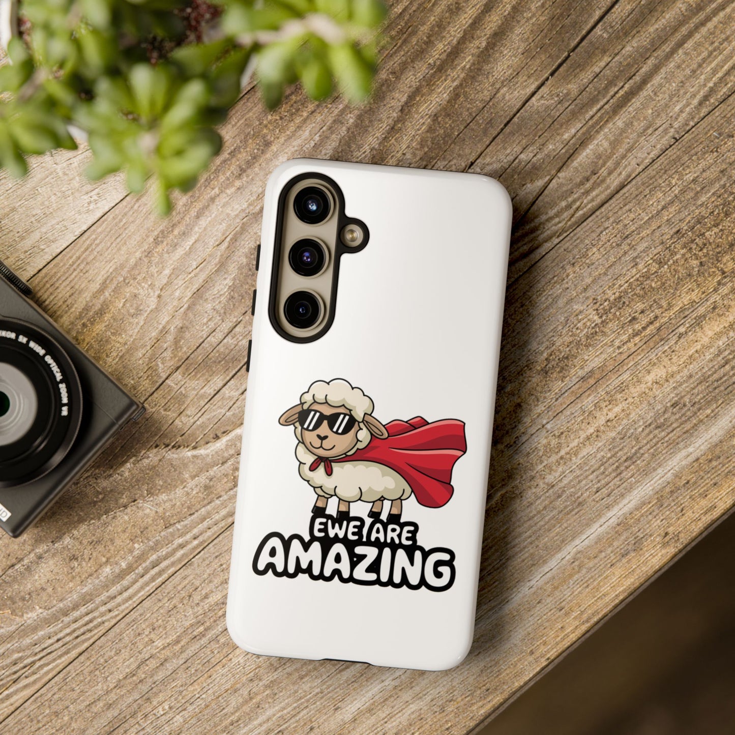 Funny Samsung Case - Cute Sheep Phone Cover - "Ewe Are Amazing" Gift for Her or Him - Animal Pun Superhero Case - Samsung Case