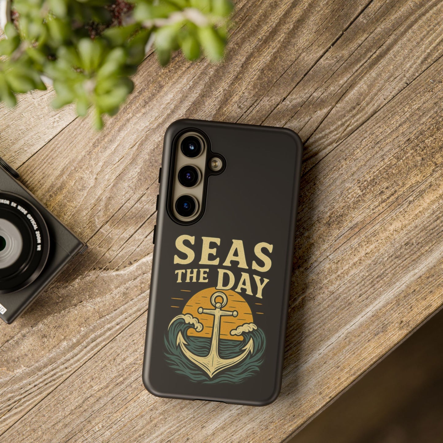 Seas the Day Samsung Case – Nautical Phone Case – Anchor Pun Gift – Ocean Lover Accessory – Motivational Phone Cover – Beach Vibes Case