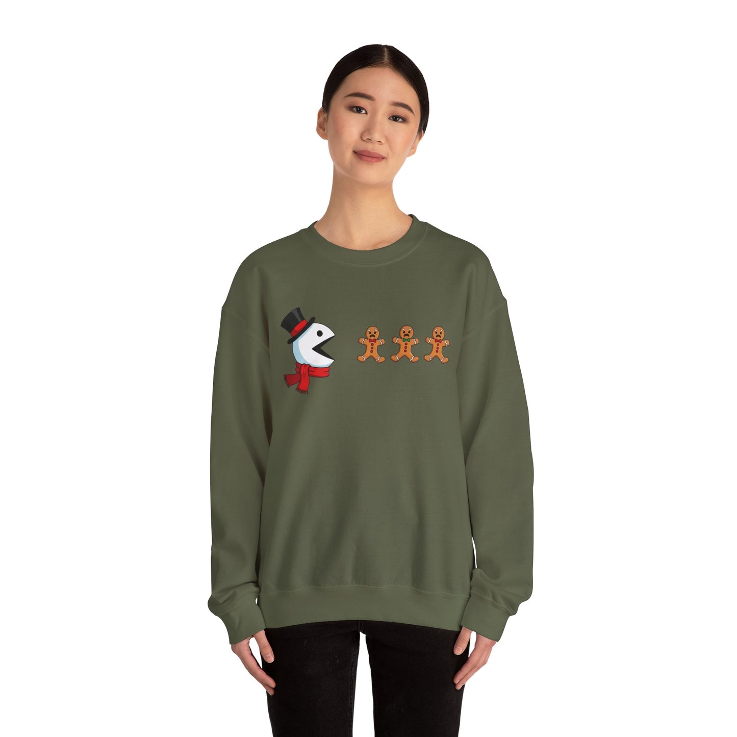 Funny Snowman And Gingerbread Sweatshirt, Cute Christmas Crewneck, Holiday Winter Sweater, Festive Graphic Pullover For Men And Women