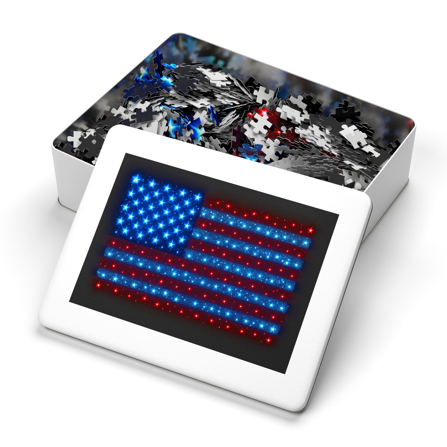 Bioluminescent USA Flag Jigsaw Puzzle - Patriotic Cosmic Puzzle 252-2000PC - Starry Red White Blue Home Decor Family Game Night Gift