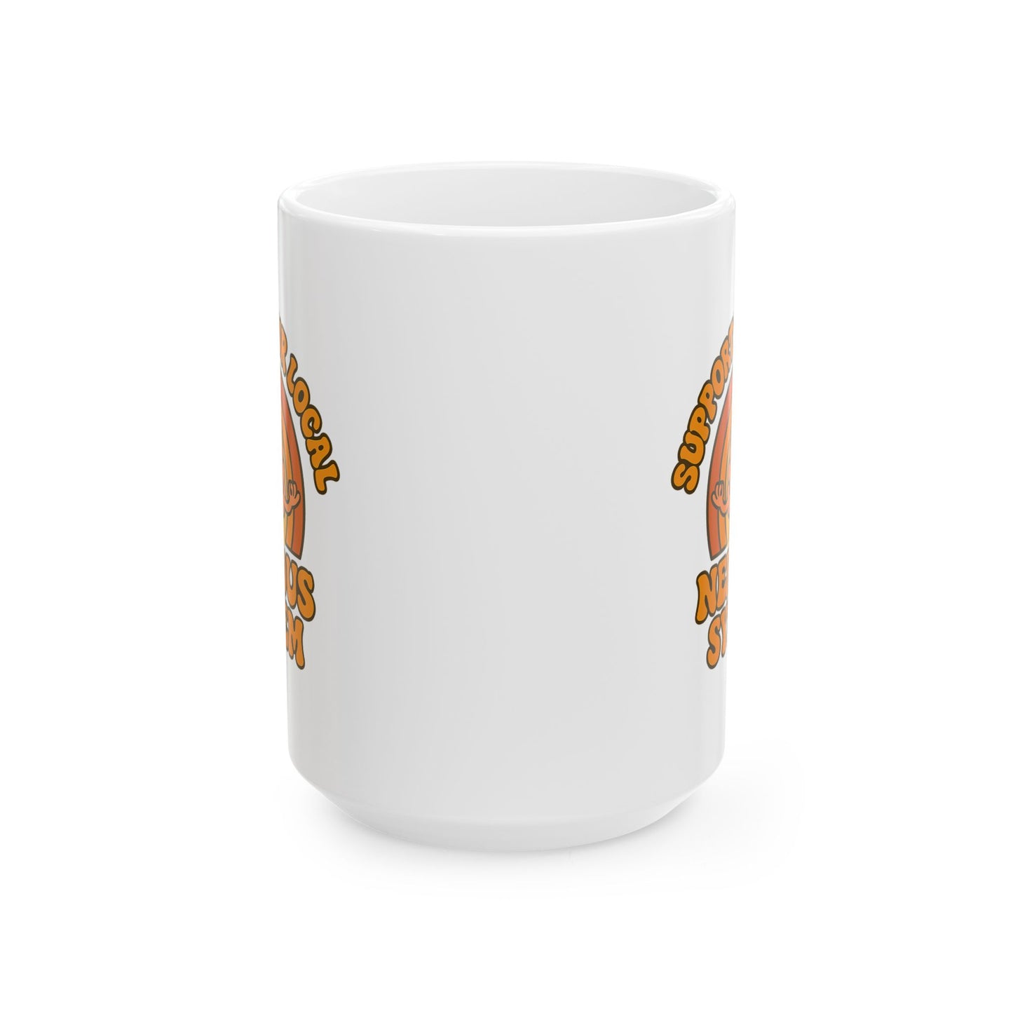 Support Your Local Nervous System Mug | Funny Brain Coffee Cup, Mental Health Gift, Retro Neurodiversity Humor Tea Mug for Self Care