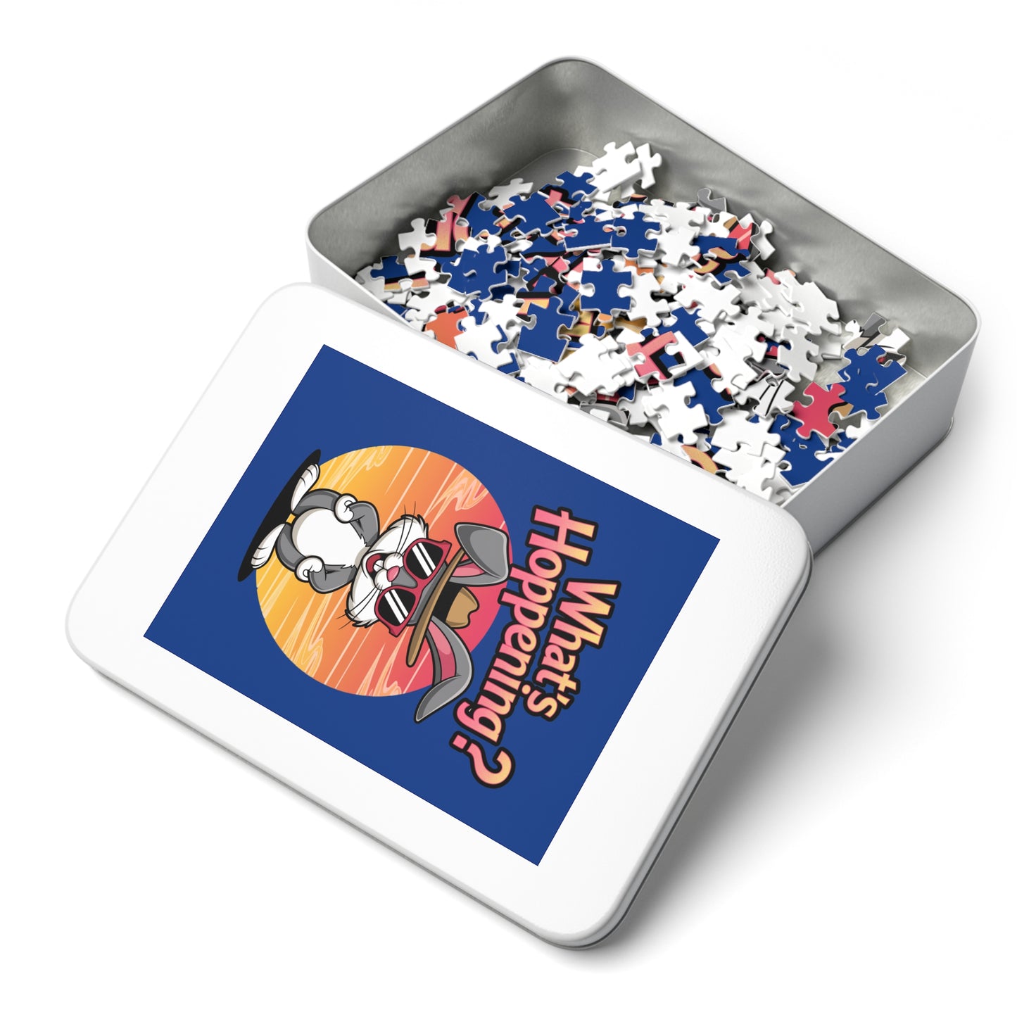 Retro Cartoon Puzzle - What's Happening? Jigsaw Puzzle with Tin