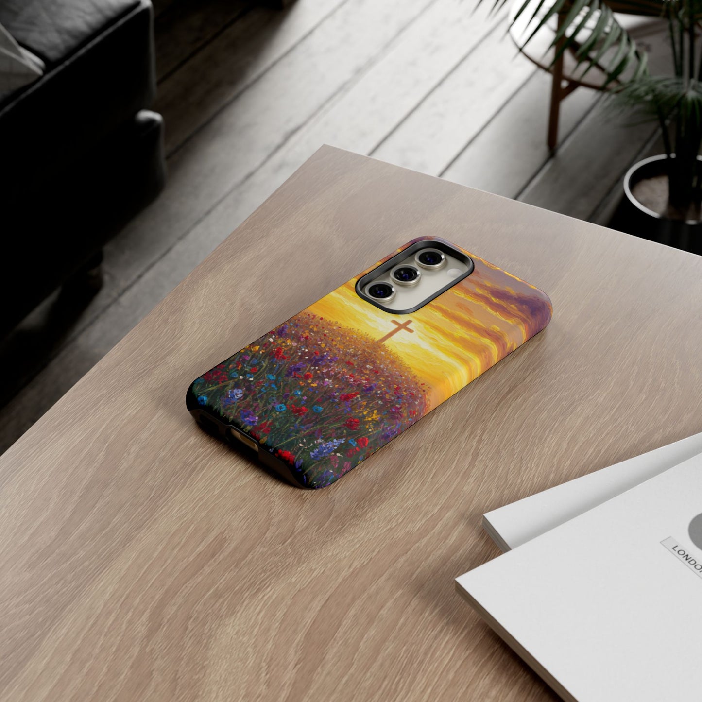 Samsung Phone Case - Monet Style Cross Christian Phone Case Spiritual Case Inspirational Samsung Case
