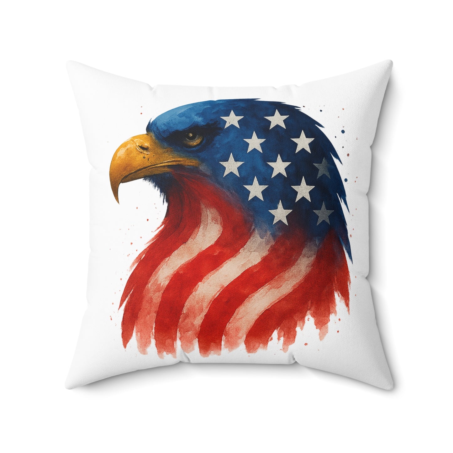 Patriotic Eagle Pillow - 100% Spun Polyester, Double-Sided, Cover and Insert, Hidden Zipper, Red White Blue, Fourth of July and Year-Round Decor