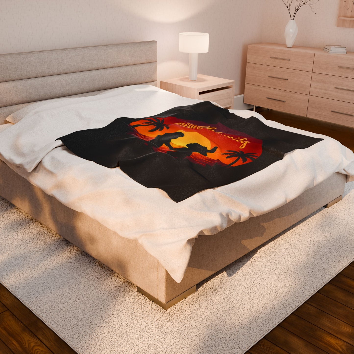 Ohana Means Family Blanket – Hawaiian Sunset Throw, Tropical Bedding, Stitch-Inspired Gift