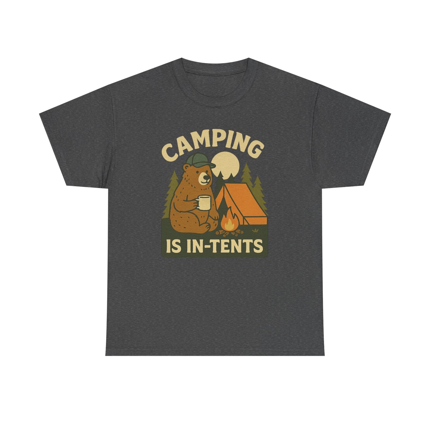 Camping Is In-Tents Funny Bear Camping Tee - Cute Outdoorsy Pun Shirt - Retro Campfire Graphic, Nature Lover Gift, Unisex Adventure Apparel