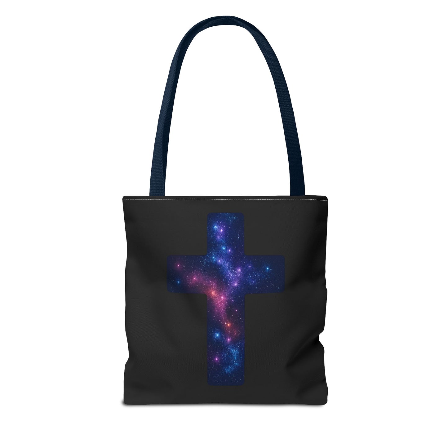 Galaxy Cross Tote Bag – Christian Faith Bag, Inspirational Reusable Shopper, Spiritual Gift for Women & Men, Religious Church Bag