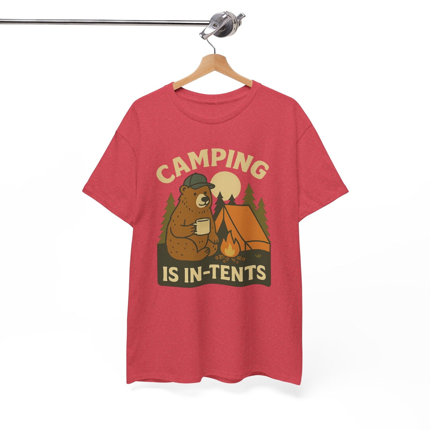 Camping Is In-Tents Funny Bear Camping Tee - Cute Outdoorsy Pun Shirt - Retro Campfire Graphic, Nature Lover Gift, Unisex Adventure Apparel