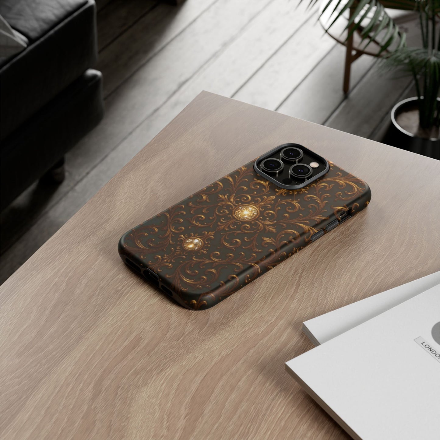 Baroque iPhone Case β Elegant Gold Floral Scroll Design for iPhone 16, 15, 14, 13, Pro Max & More