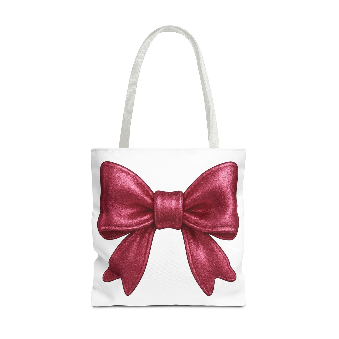 Chic Red Bow Tote Bag – Cute Girly Gift for Her, Fashionable White Bag with Red Handles, Kawaii Aesthetic Purse, Everyday Style