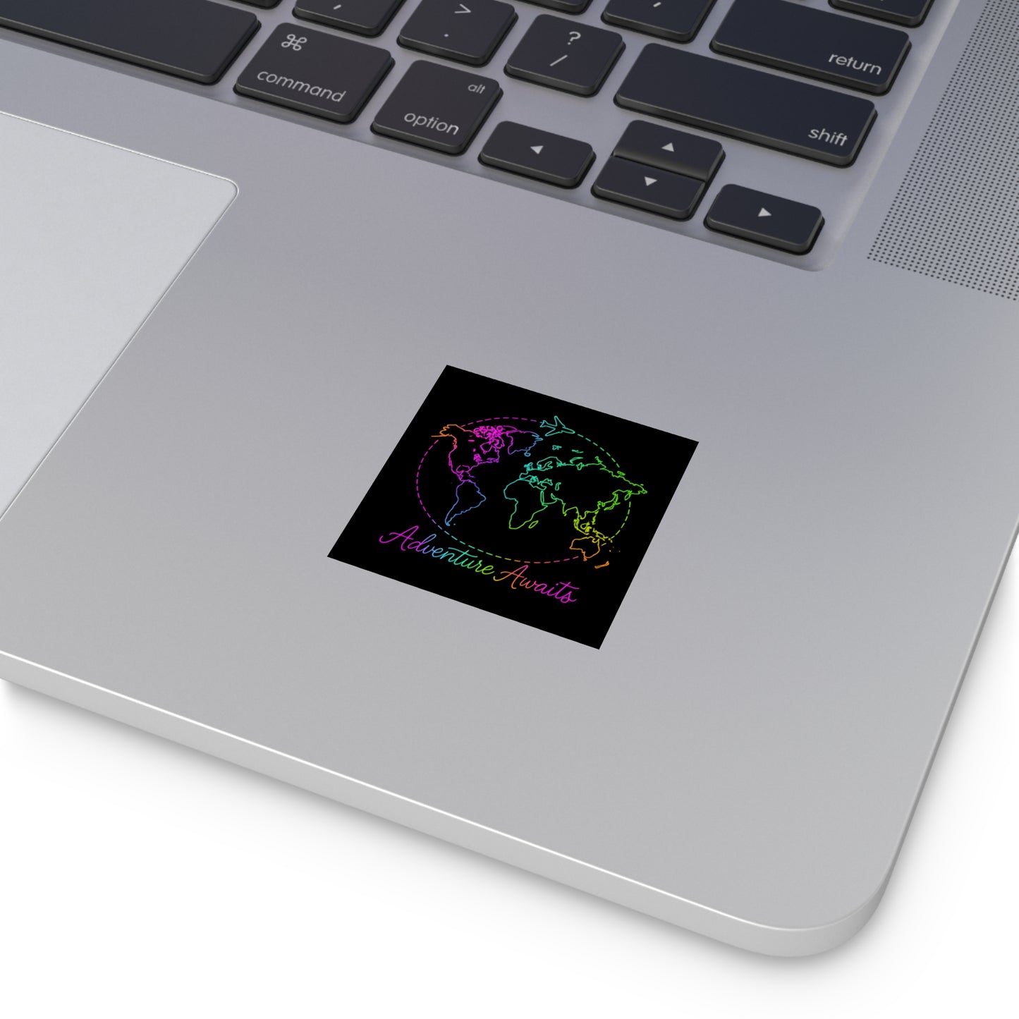 Adventure Awaits Neon Travel Sticker - Y2K Rainbow World Map Vinyl Decal for Luggage, Laptop and Water Bottle - Wanderlust Aesthetic