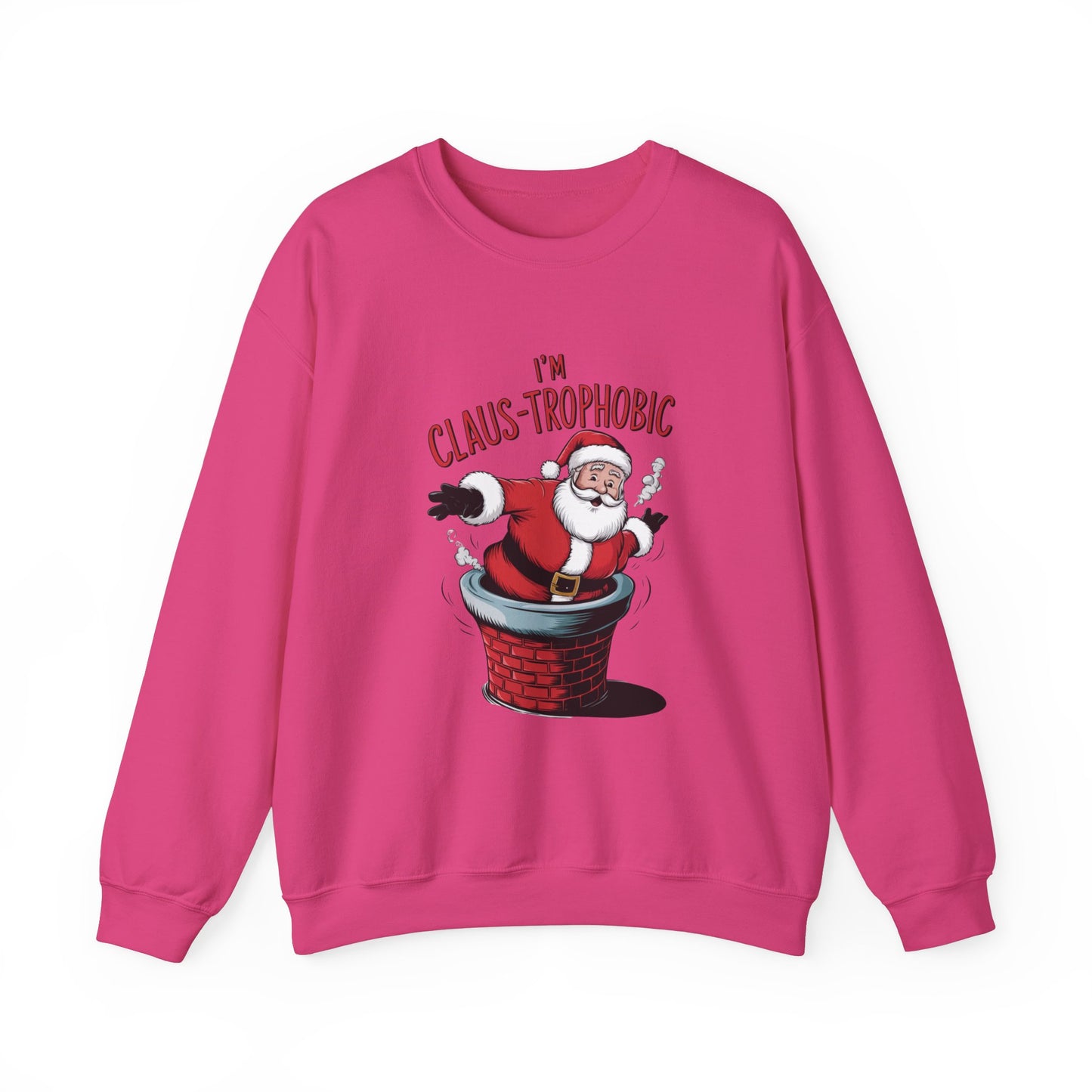 Christmas Santa Funny Unisex Sweatshirt, I'm Claus-trophobic Holiday, Santa Stuck Chimney, Festive Xmas Shirt,