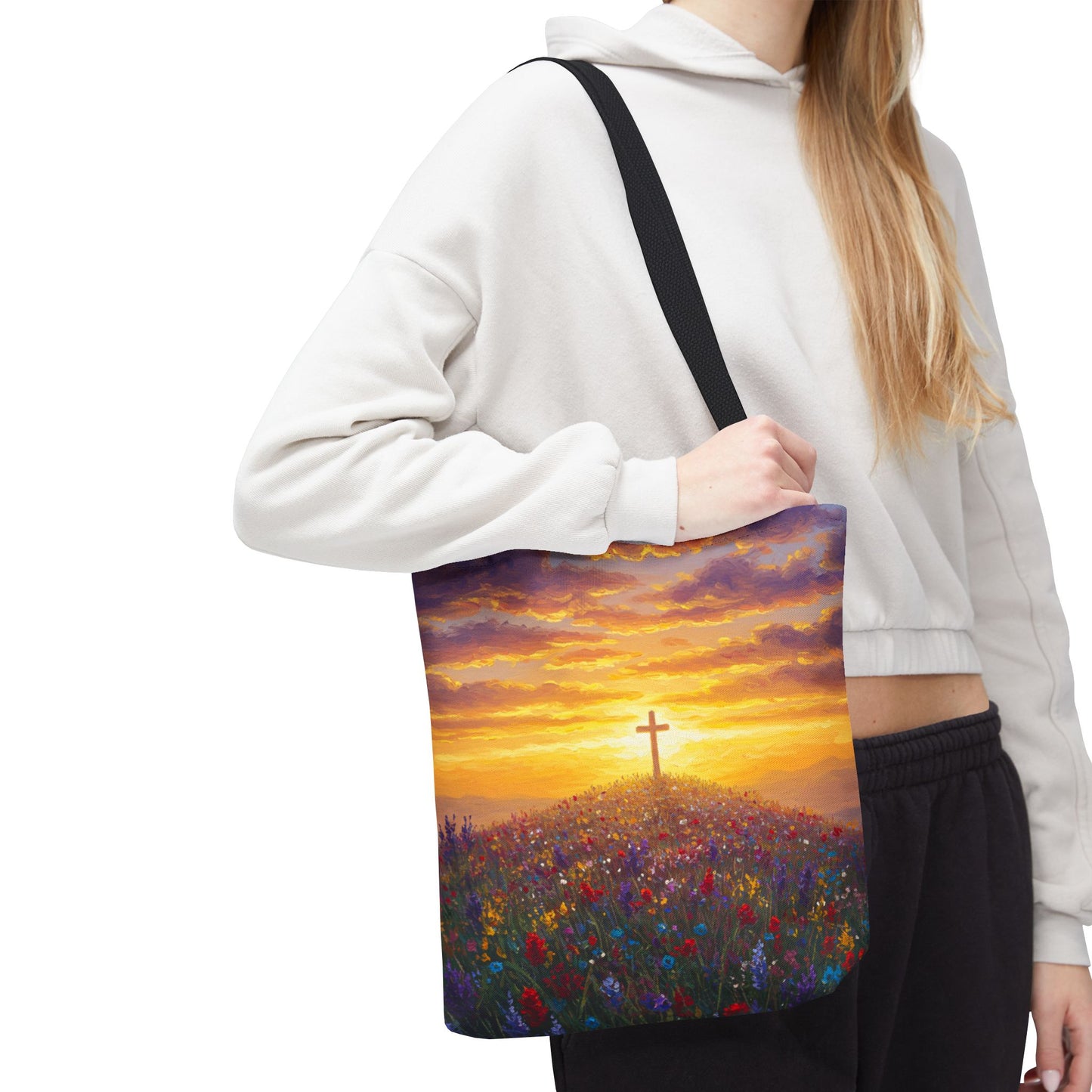 Cross Painted Tote Bag Christian Bag Inspirational Tote Spiritual Bag Religious Tote Bag