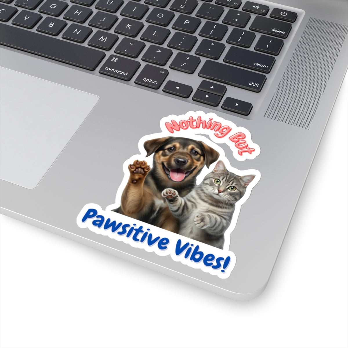 Sticker: Pawsitive Vibes Cat and Dog Pun