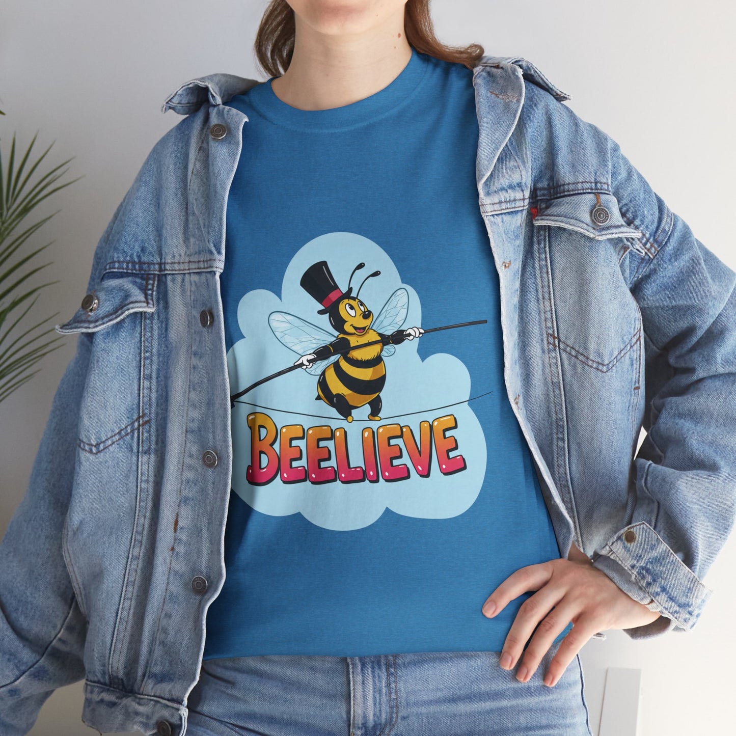 “Beelieve” Bee Pun T‑Shirt | Cute Bee Graphic Tee | Inspirational Pun Shirt | Funny Nature Lover Gift | Bee Belief Positive Vibes Tee