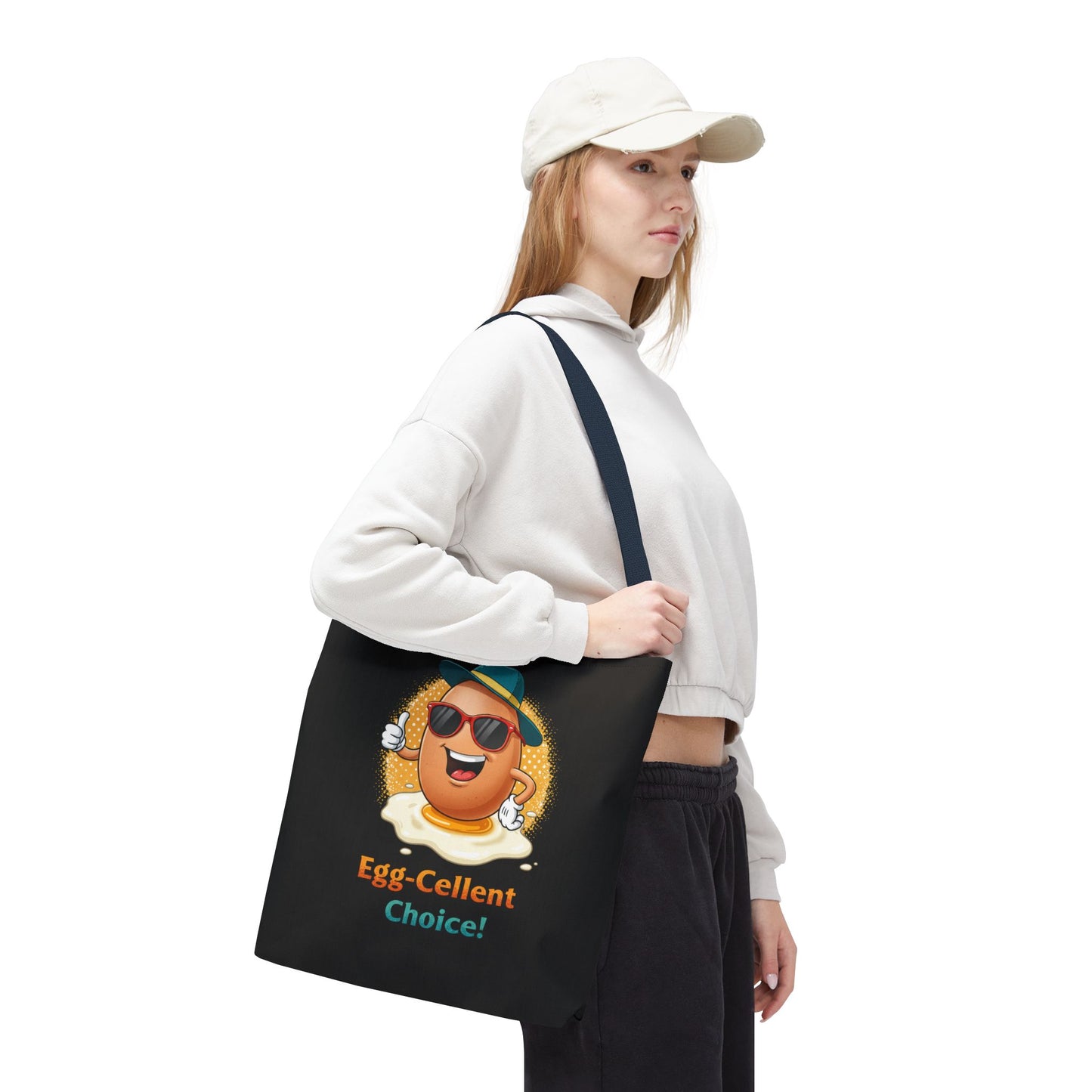 Tote Bag: Egg-Cellent Choice Thumbs Up Pun Design