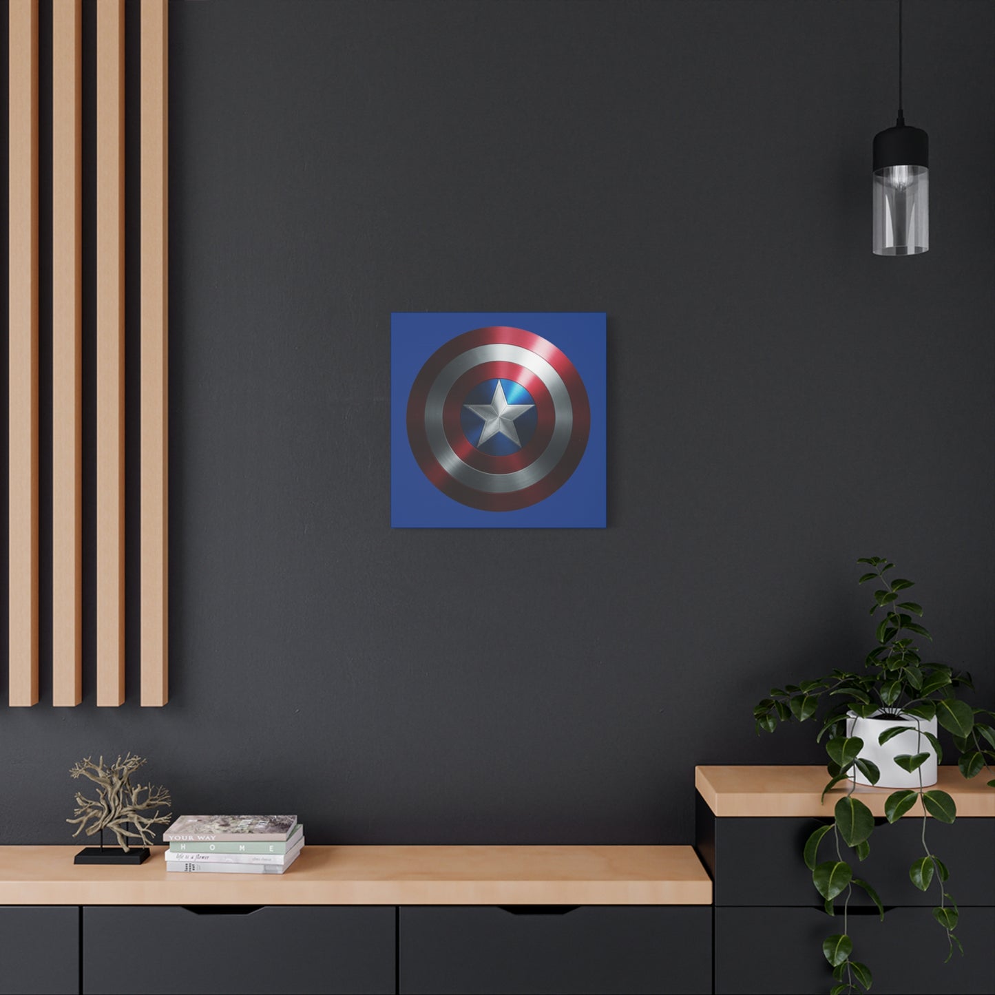 Superhero Shield Canvas Art - Stretched Matte Decor for Fans