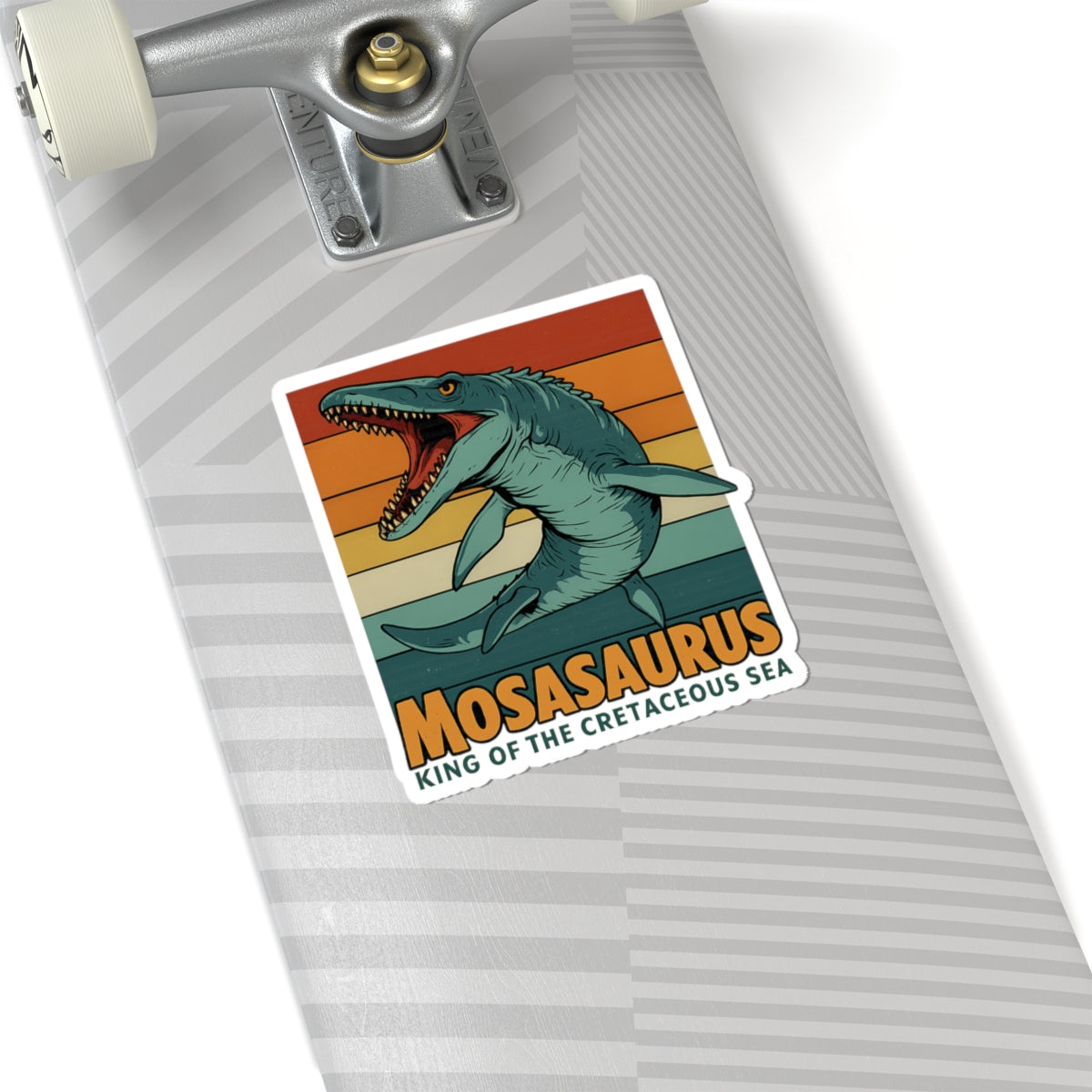 Retro Mosasaurus Vinyl Sticker - Vintage Dinosaur Decal | Die-Cut Sticker for Laptop, Skateboard, Journal | Cretaceous Sea King Gift