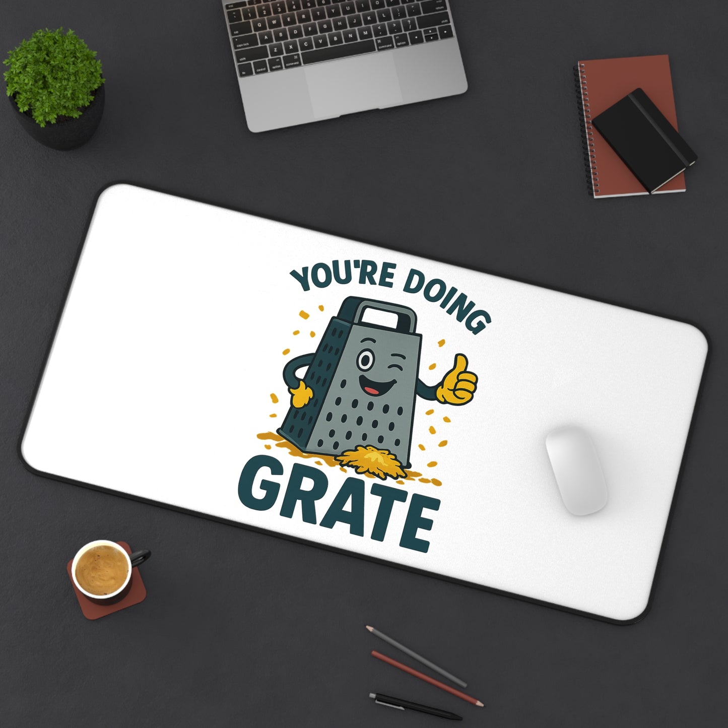 Funny Mouse Pad – “You’re Doing Grate” Cheese Pun Desk Mat | Cute Office Gift for Coworkers, Teachers, Students, Foodie Desk Decor