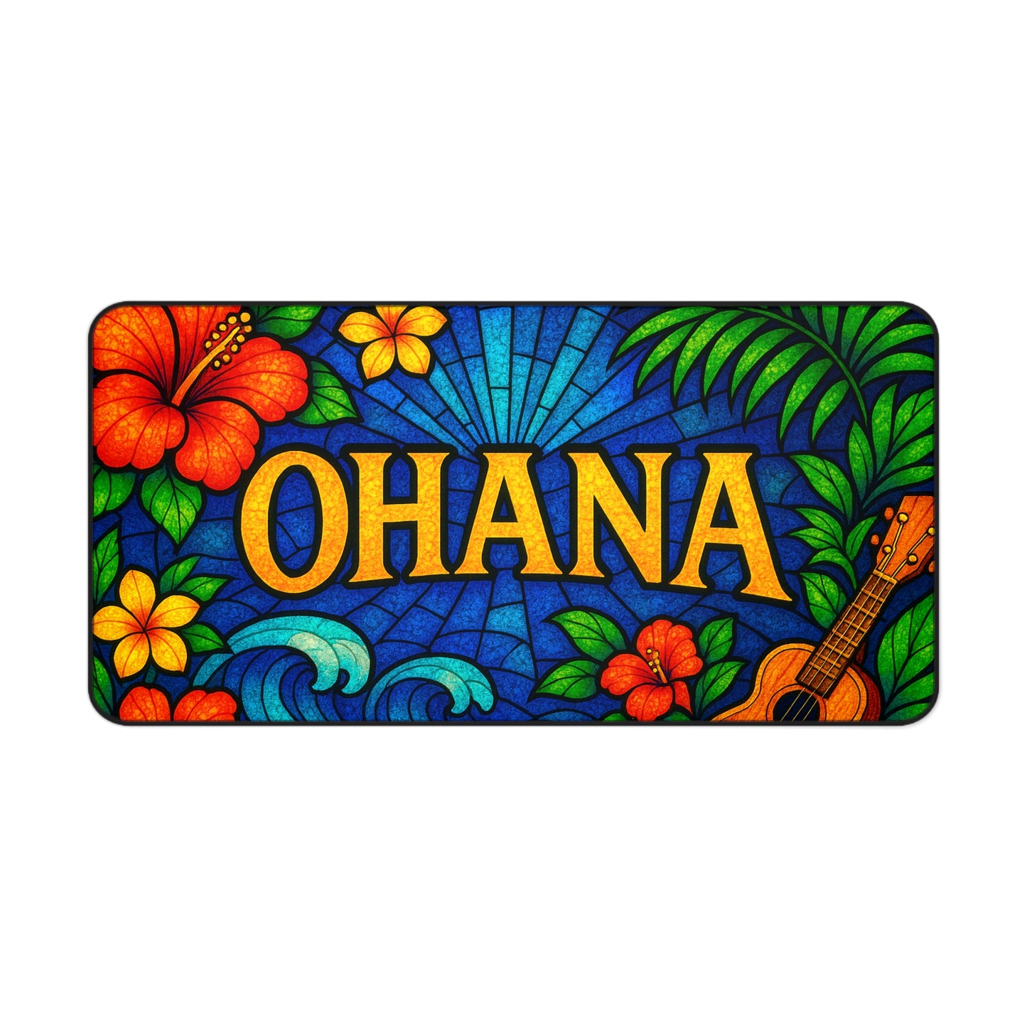 Ohana Desk Mat – Tropical Floral Mouse Pad, Hawaiian Office Decor, Extended Gaming Mat