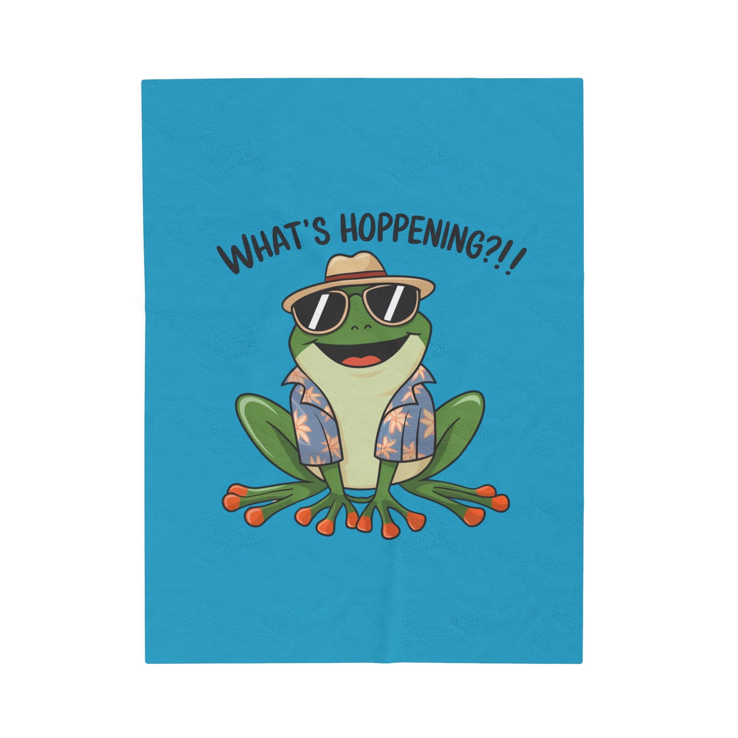 Plush Blanket - Frog What's Hoppening Pun Design