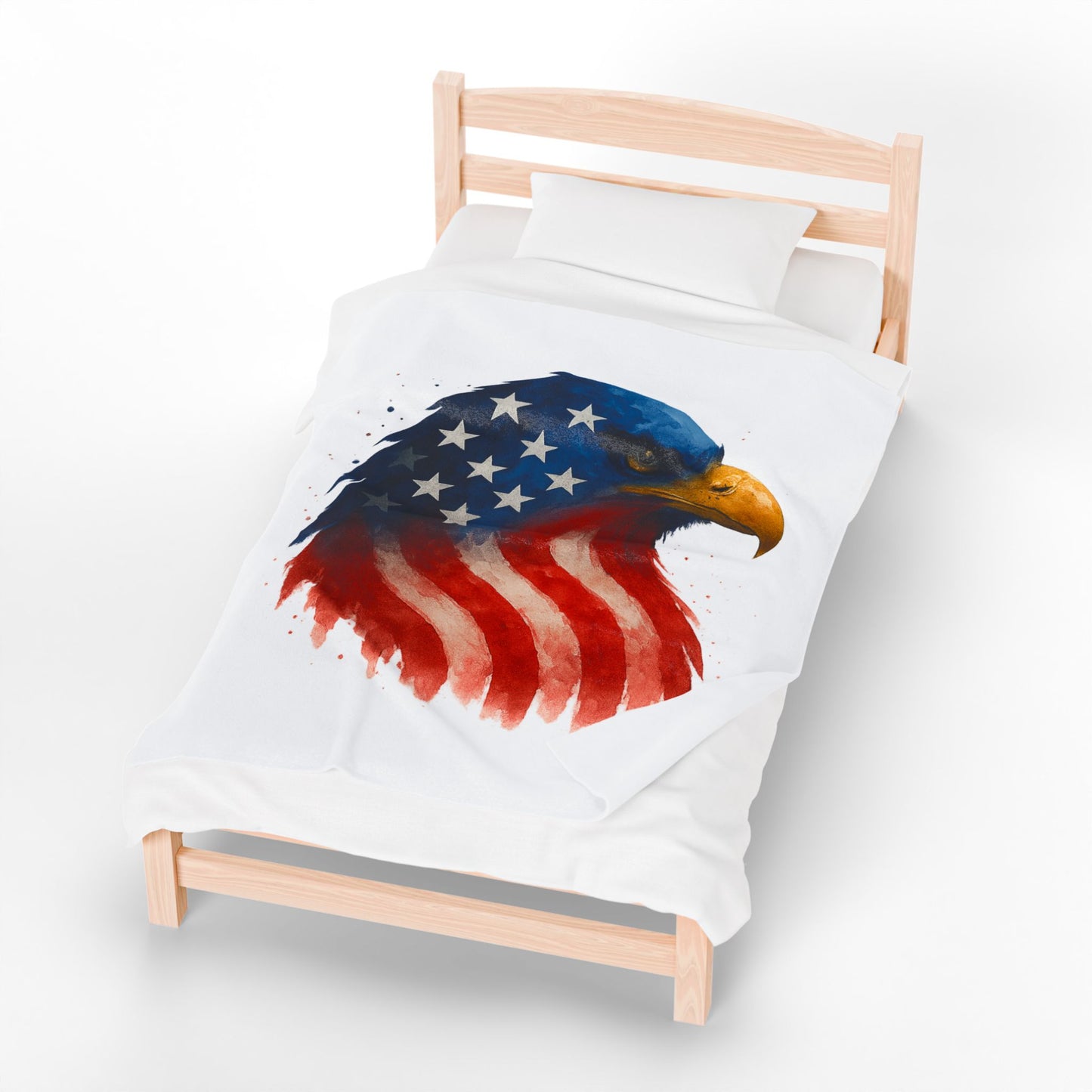Patriotic Eagle Plush Blanket - Soft USA Flag Throw - Cozy Polyester Eagle Throw for Veterans, 4th of July, Home Decor Gift