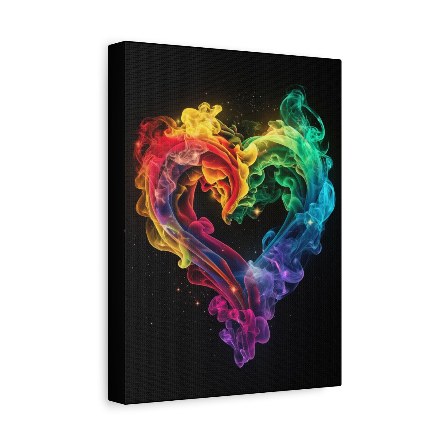 Canvas Art Print - Colorful Smoke Heart Design