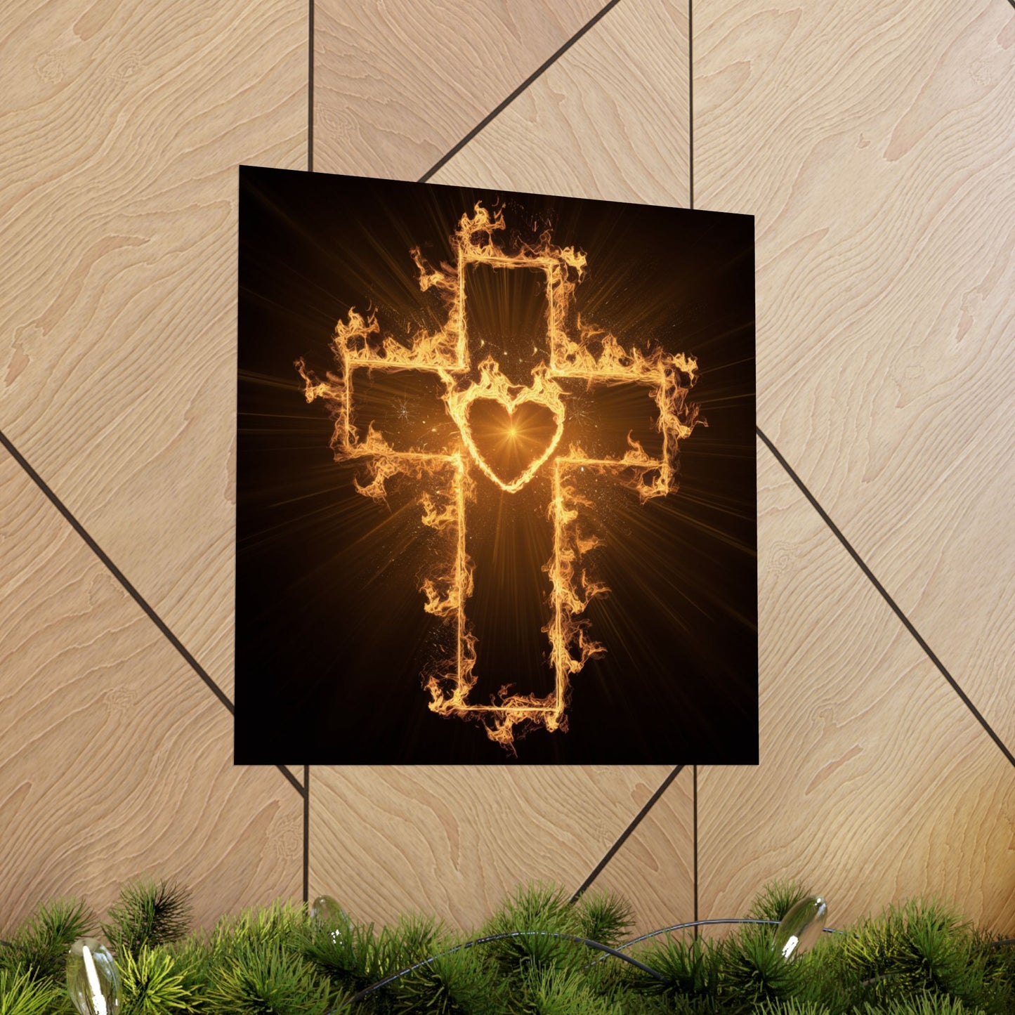 Spiritual Matte Vertical Posters - Fiery Cross Design