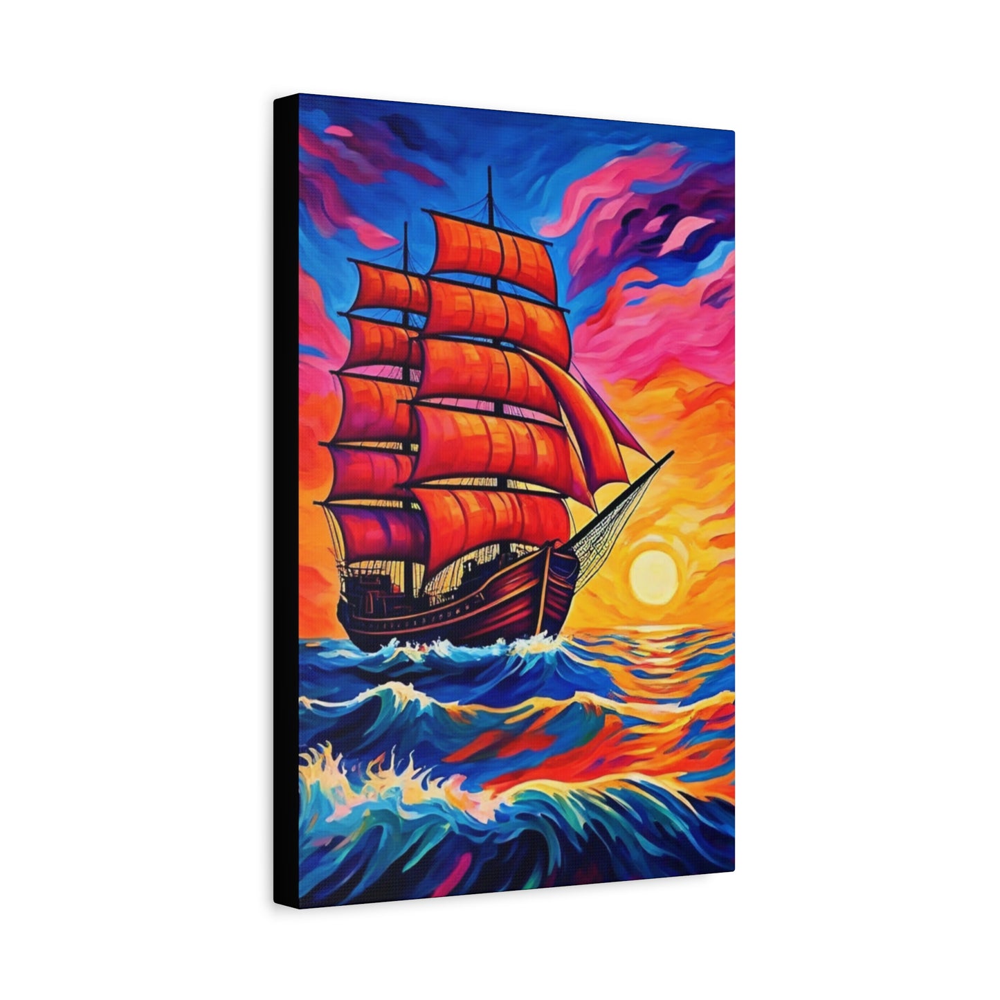 Canvas Art - Ship Sailing at Sunset