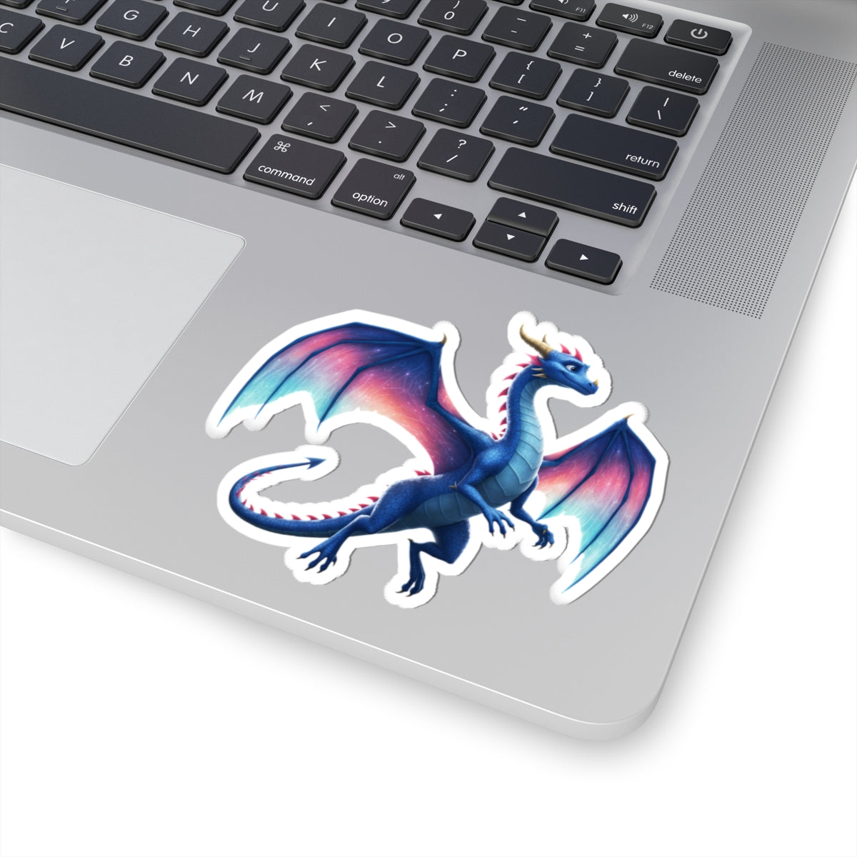 Elegant Blue and Pink Fantasy Dragon Vinyl Sticker - Waterproof Laptop Kiss-Cut Decal for Dragon Lovers, DnD Gifts & Planner Decor