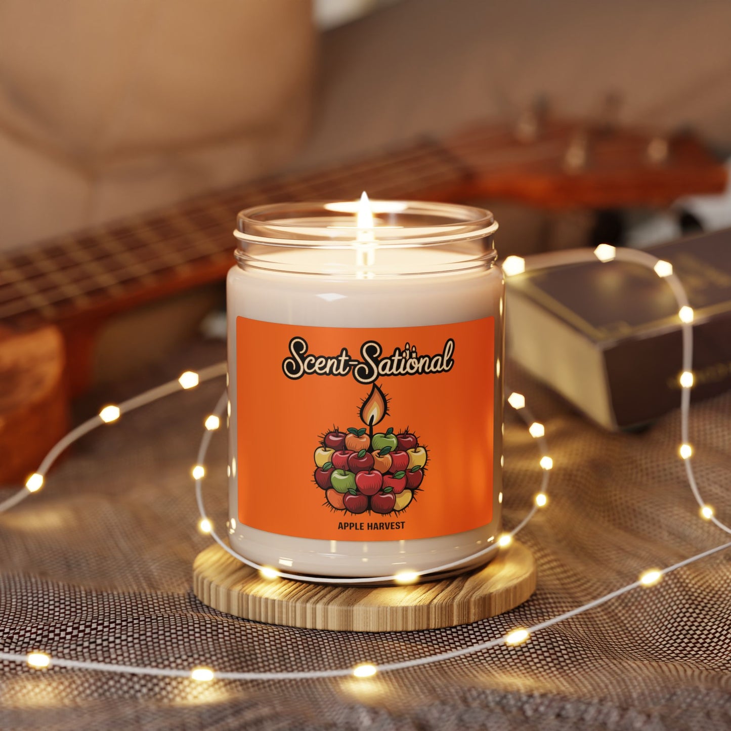 Apple Harvest Scented Candle, Fresh Fruit Aromatherapy Soy Candle, Eco-Friendly Reusable Jar, Cozy Fall Fragrance Gift For Home Lovers