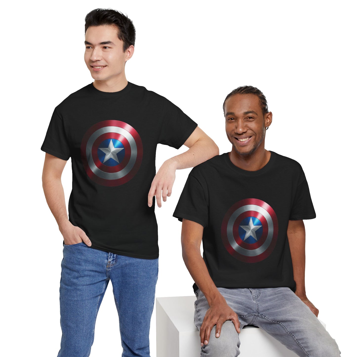 Patriotic Hero Shield Shirt – Star Emblem Graphic Tee – Super Soldier Gift – Comic Inspired Unisex Shirt – Cosplay Convention Top