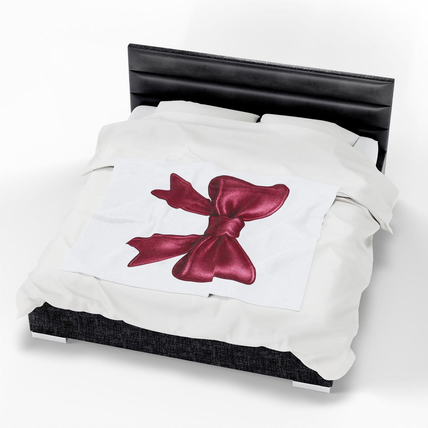 Coquette Bow Blanket – Burgundy Ribbon Throw Blanket, Girly Aesthetic Gift, Soft Cozy Bed or Couch Decor