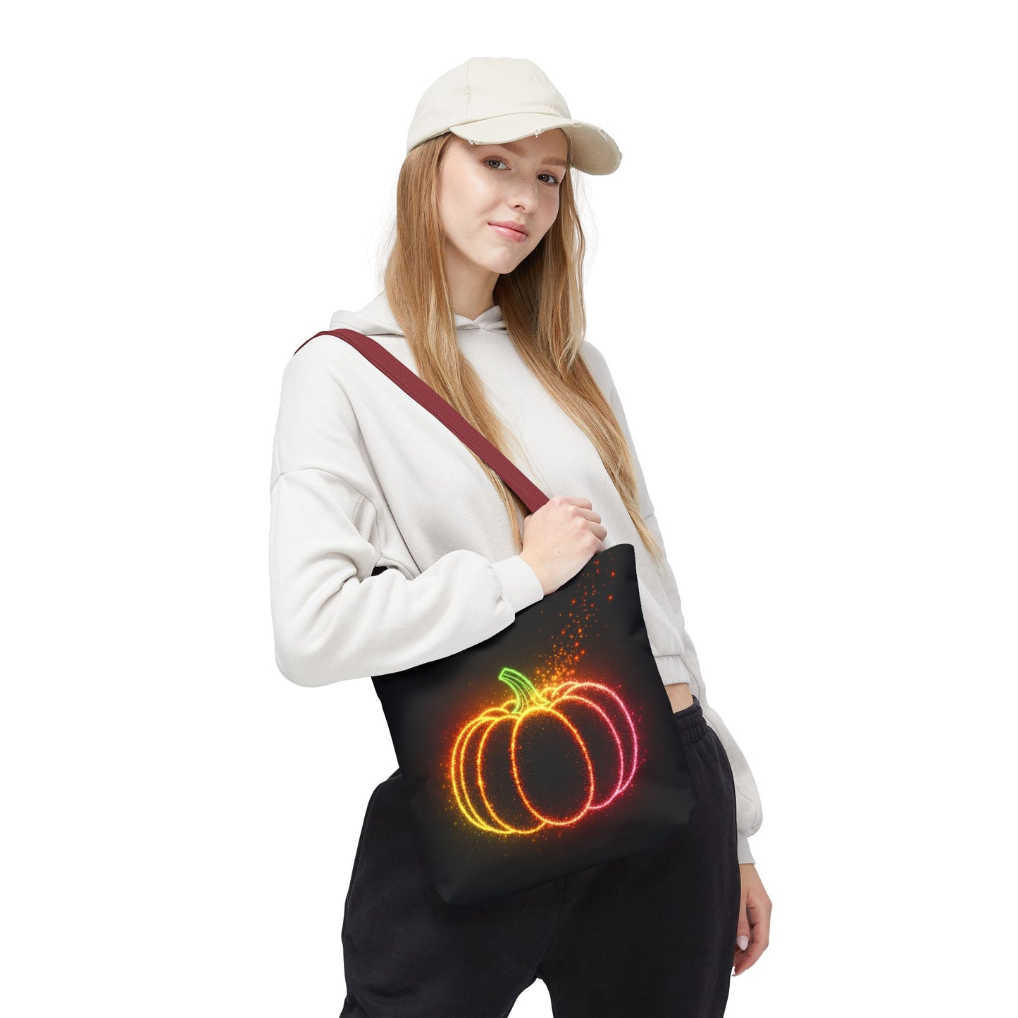 Neon Pumpkin Tote Bag, Halloween Tote, Fall Aesthetic Trick Or Treat Bag, Spooky Season Accessory, Pumpkin Bag, Fall Gift Idea
