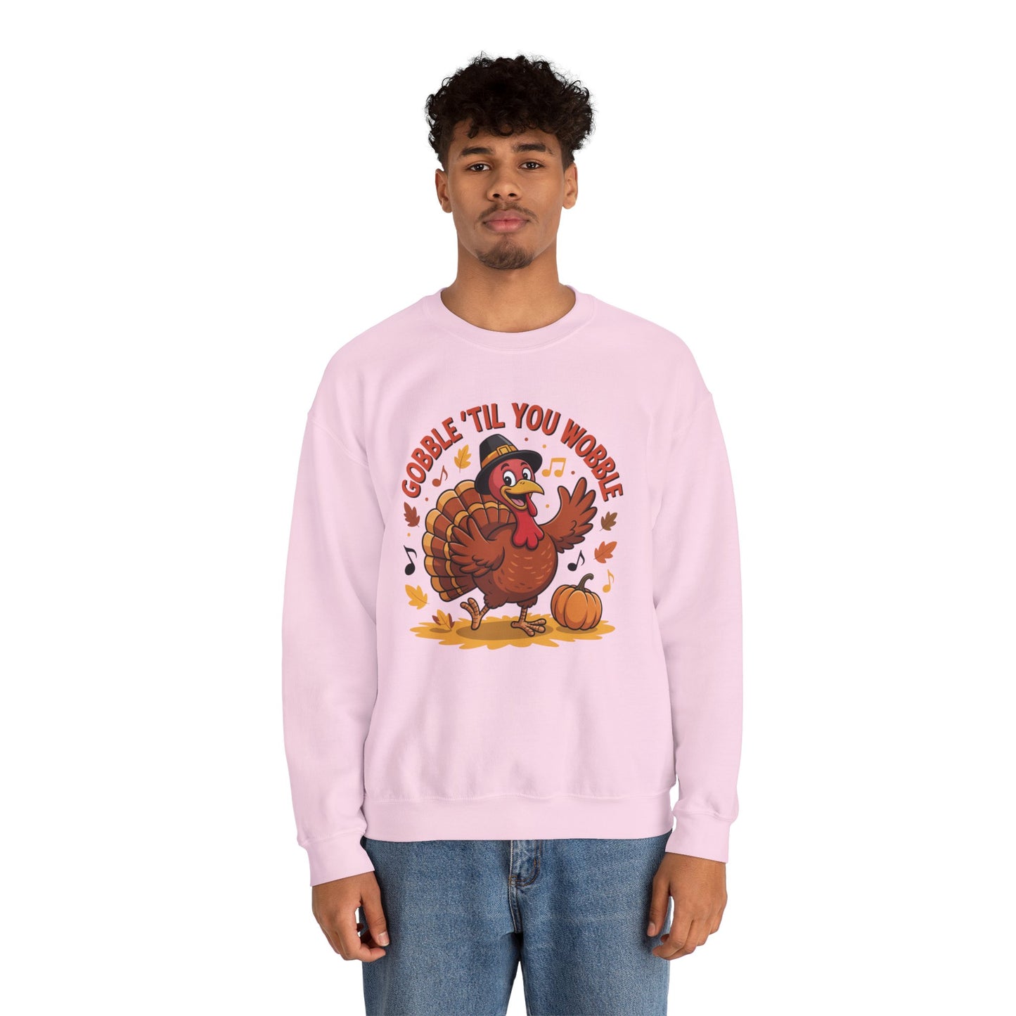 Gobble Til You Wobble Sweatshirt, Funny Cartoon Turkey Thanksgiving Crewneck, Dancing Turkey Fall Pullover, Cozy Friendsgiving Holiday Top