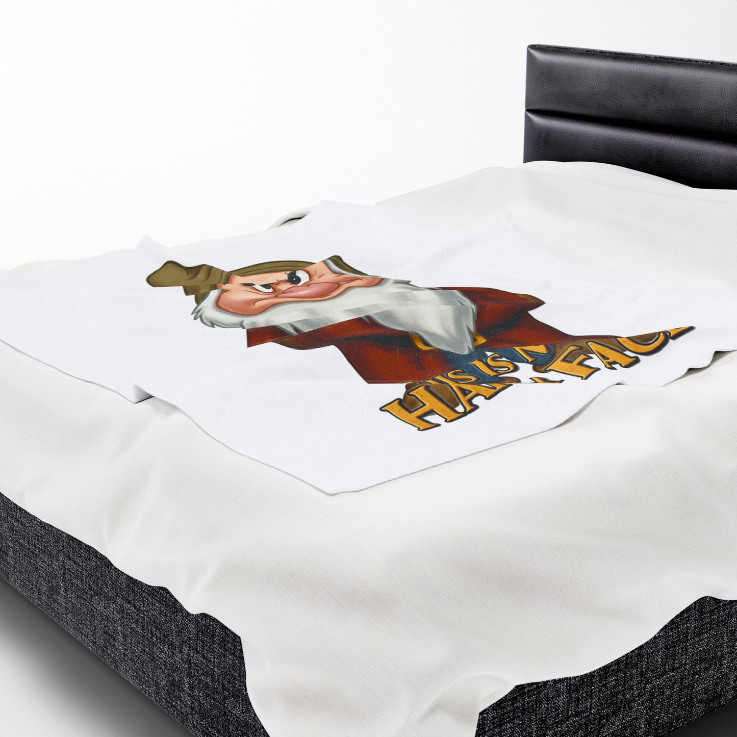 Funny Velveteen Plush Blanket with a Grumpy Dwarf - "This is My Happy Face"