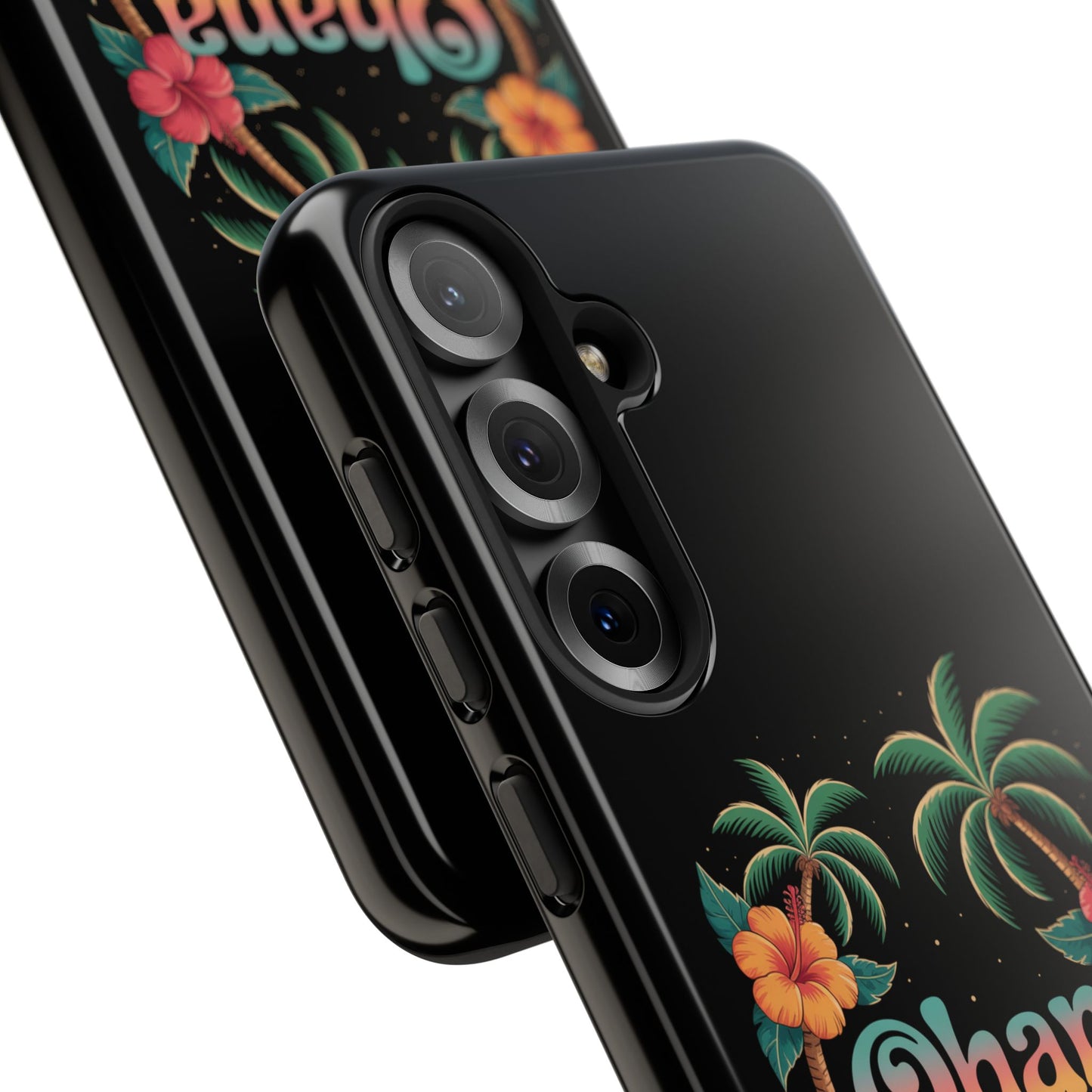 Tropical Ohana Samsung Case - Summer Beach Phone Cover - Hawaiian Palm & Hibiscus Design - Rugged & Glossy Protector for Galaxy
