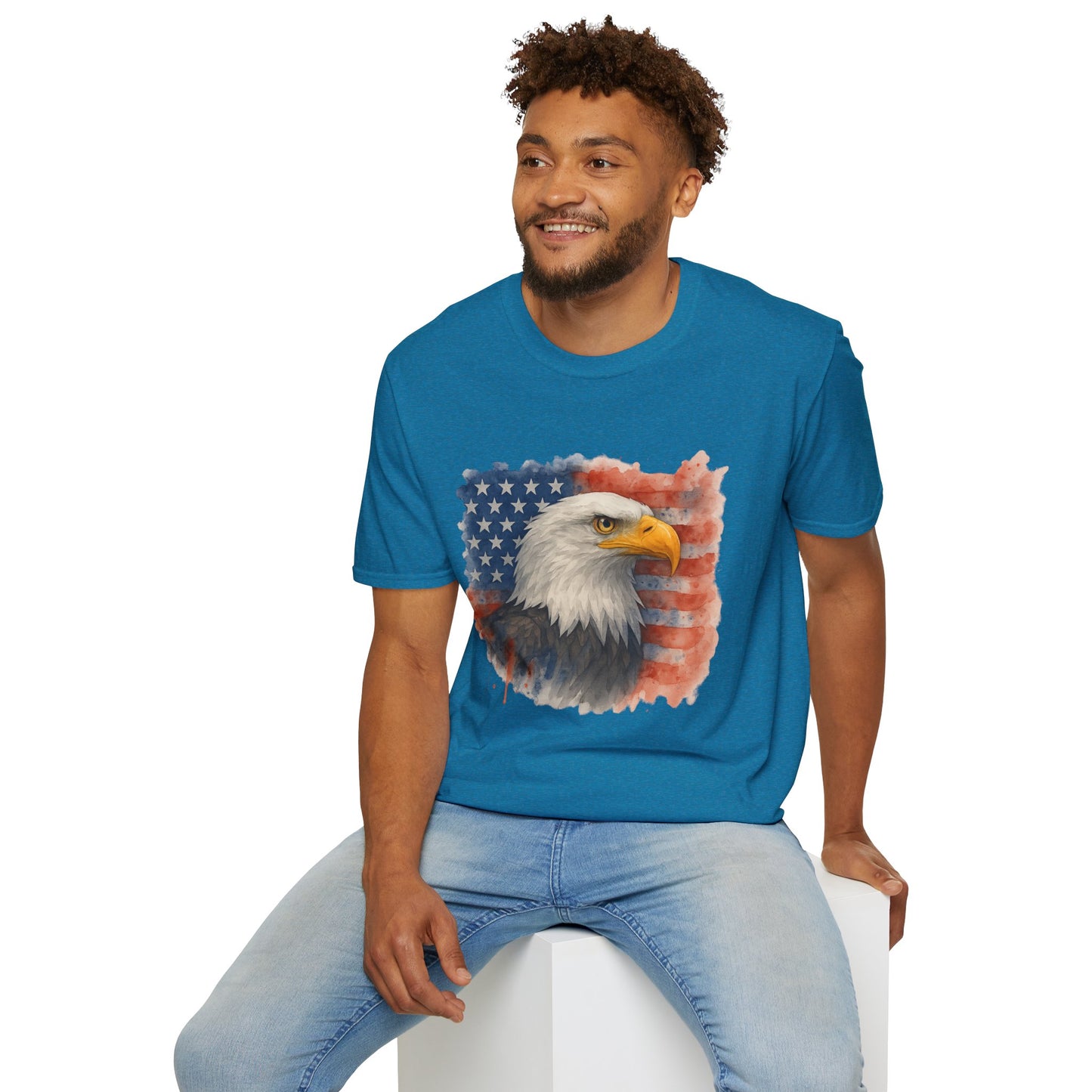 American Eagle & Flag T‑Shirt | Patriotic Graphic Tee | Bald Eagle USA Shirt | 4th of July Tee | Independence Day Apparel