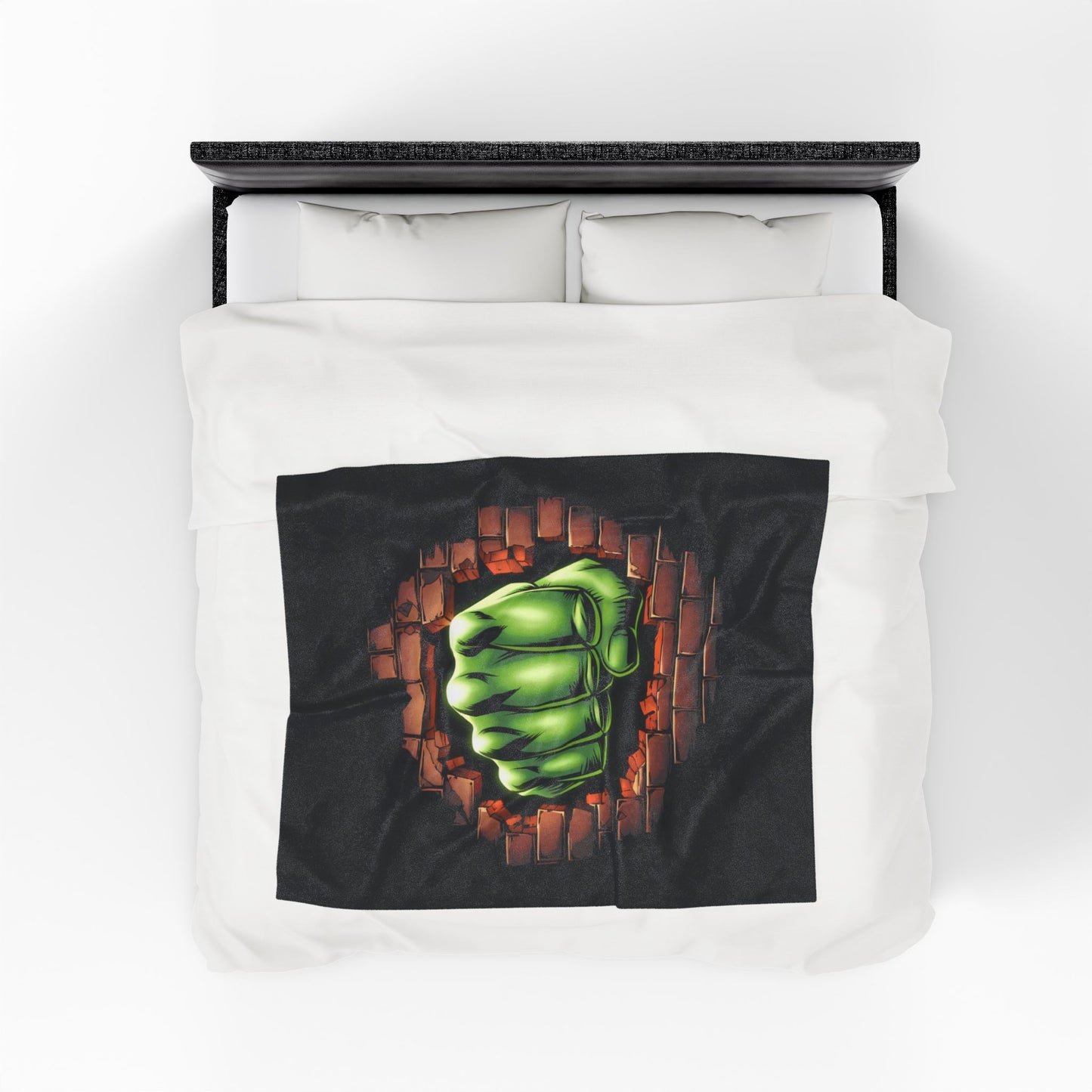 Plush Blanket Green Fist Smash Design, Green Throw, Green Comic Blanket, Geeky Decor