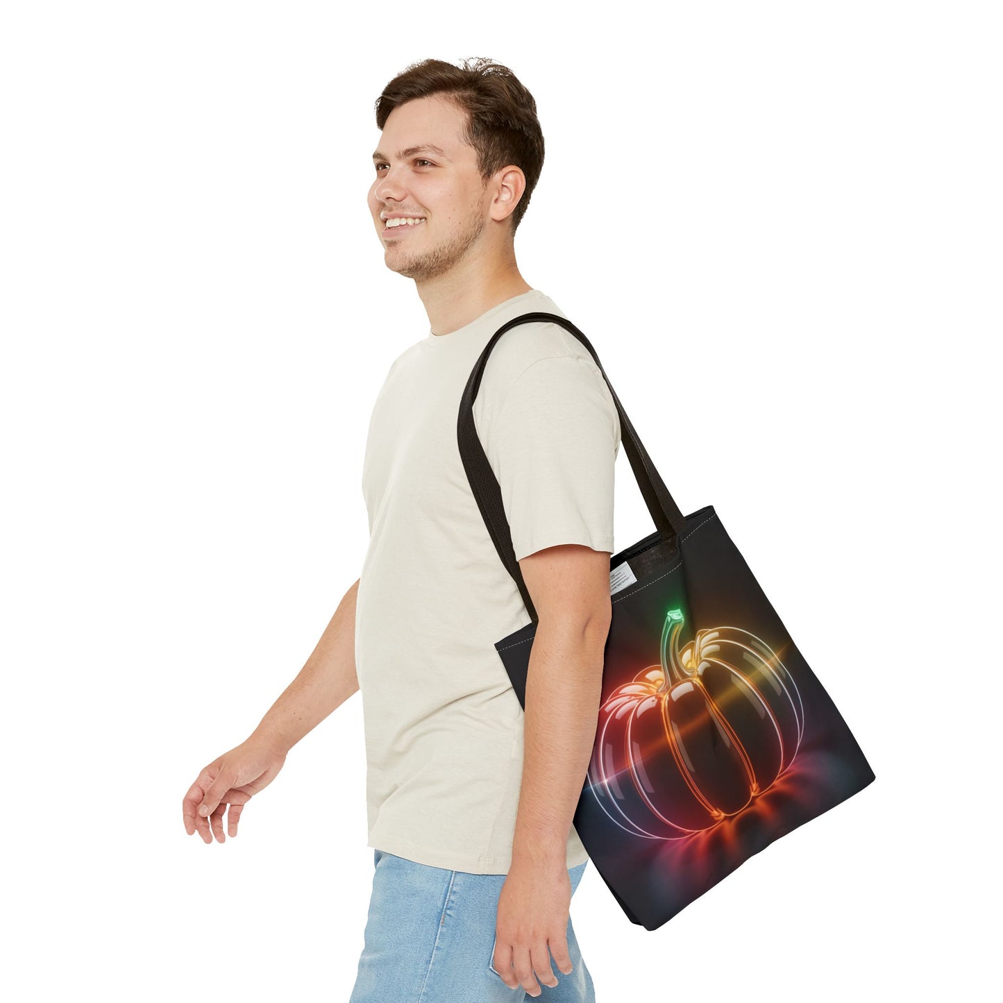 Neon Pumpkin Tote Bag, Glowing Halloween Bag, Modern Fall Tote, Pumpkin Aesthetic Accessory, Trick Or Treat Bag, Spooky Season Gift