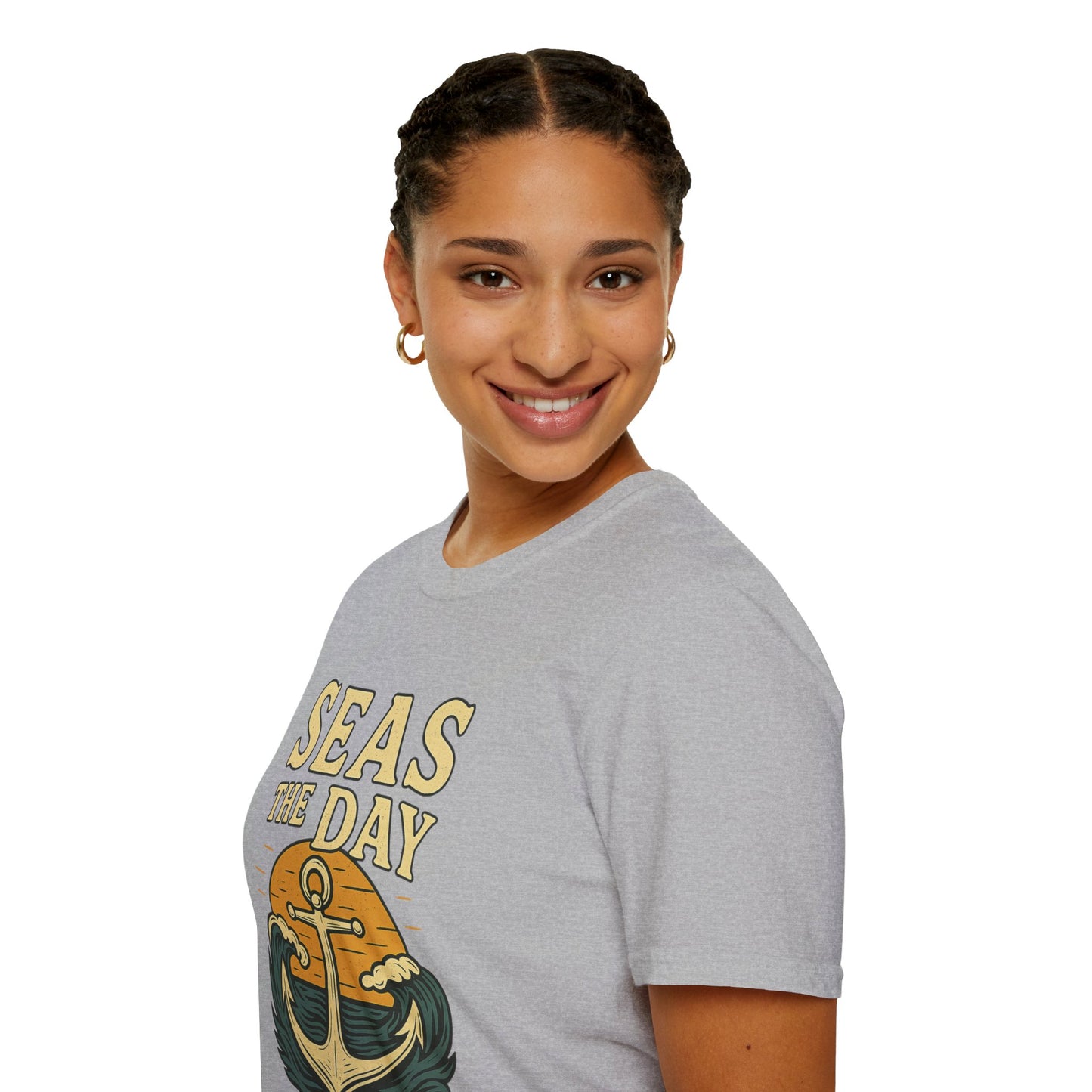 Seas the Day Shirt – Nautical Anchor Ocean Tee | Coastal Beach Graphic T-Shirt | Funny Seaside Pun Gift | Unisex Summer Travel Top