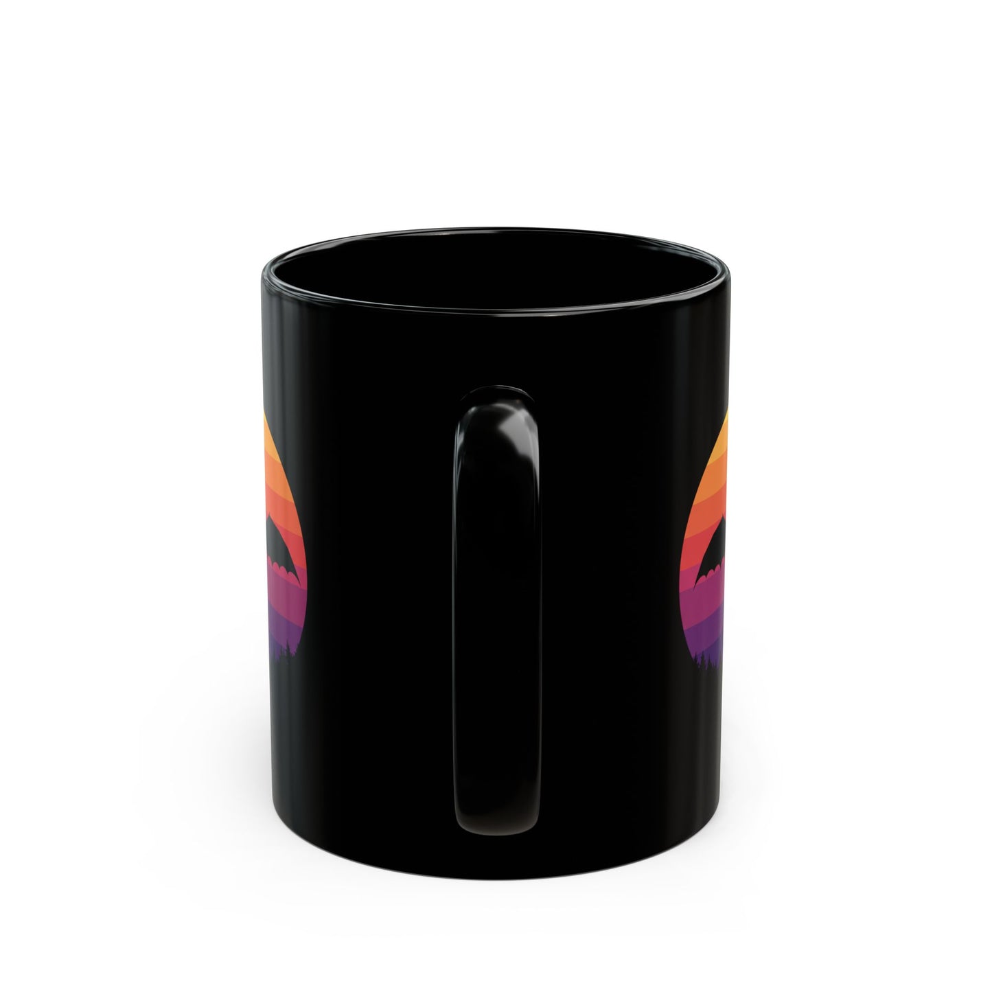 Dragon Mug, Fantasy Coffee Mug, Black Gothic Mug, Retro Sunset Dragon Gift, Gamer Mug, DnD Mug, Gift for Dragon Lover, Coffee Cup