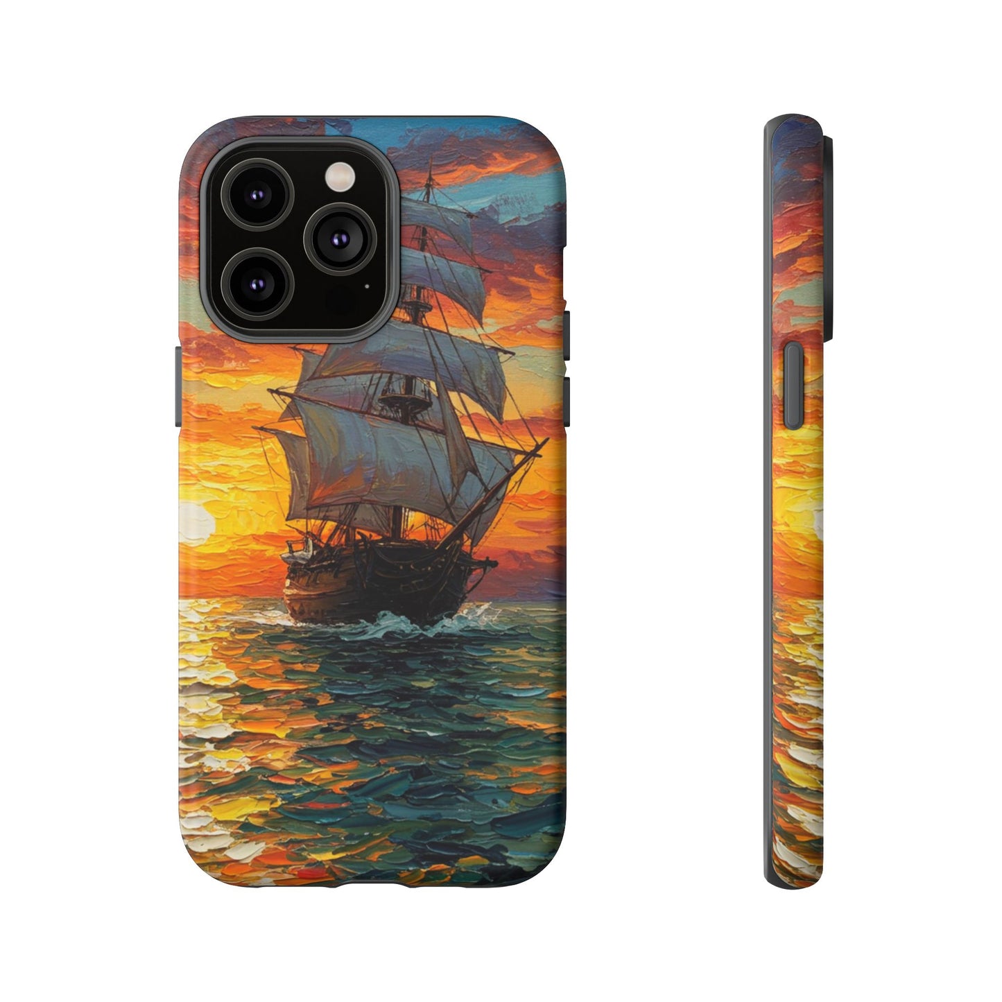 iPhone Case - Ship Sailing at Sunset Design
