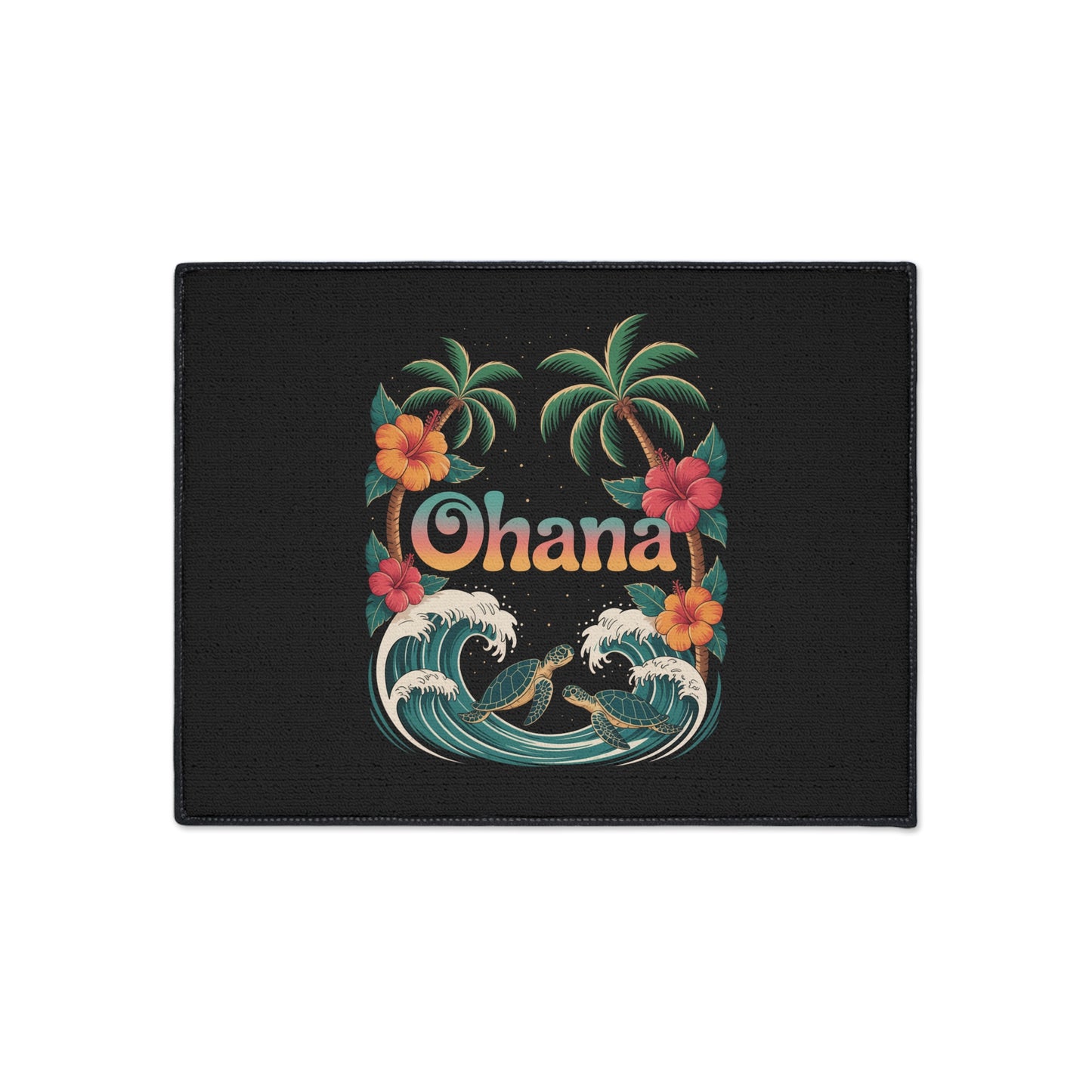 Ohana Hawaiian Door Mat - Tropical Welcome Mat - Beach House Entryway Rug - Coastal Home Decor - Island Aloha Summer Doormat