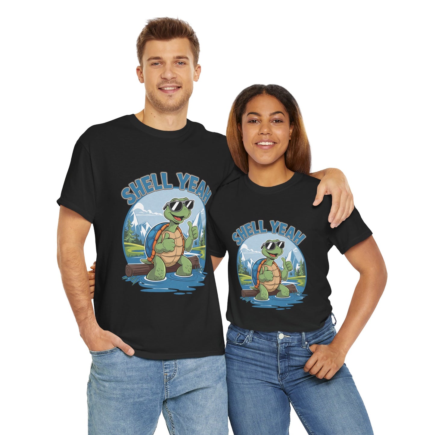 SHELL YEAH Turtle T-Shirt | Funny Cute Turtle Nature Graphic Tee | Handmade Animal Lover Gift | Eco Outdoor Adventure Shirt