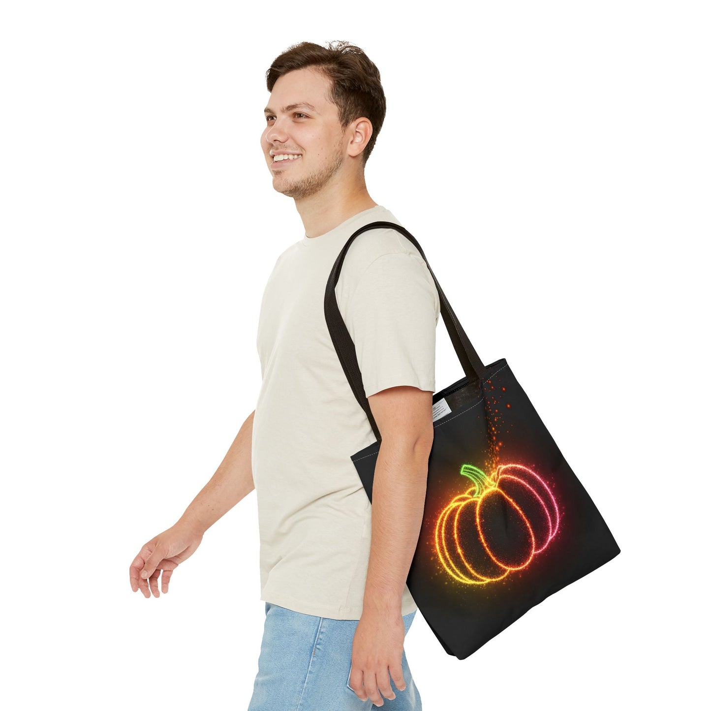 Neon Pumpkin Tote Bag, Halloween Tote, Fall Aesthetic Trick Or Treat Bag, Spooky Season Accessory, Pumpkin Bag, Fall Gift Idea