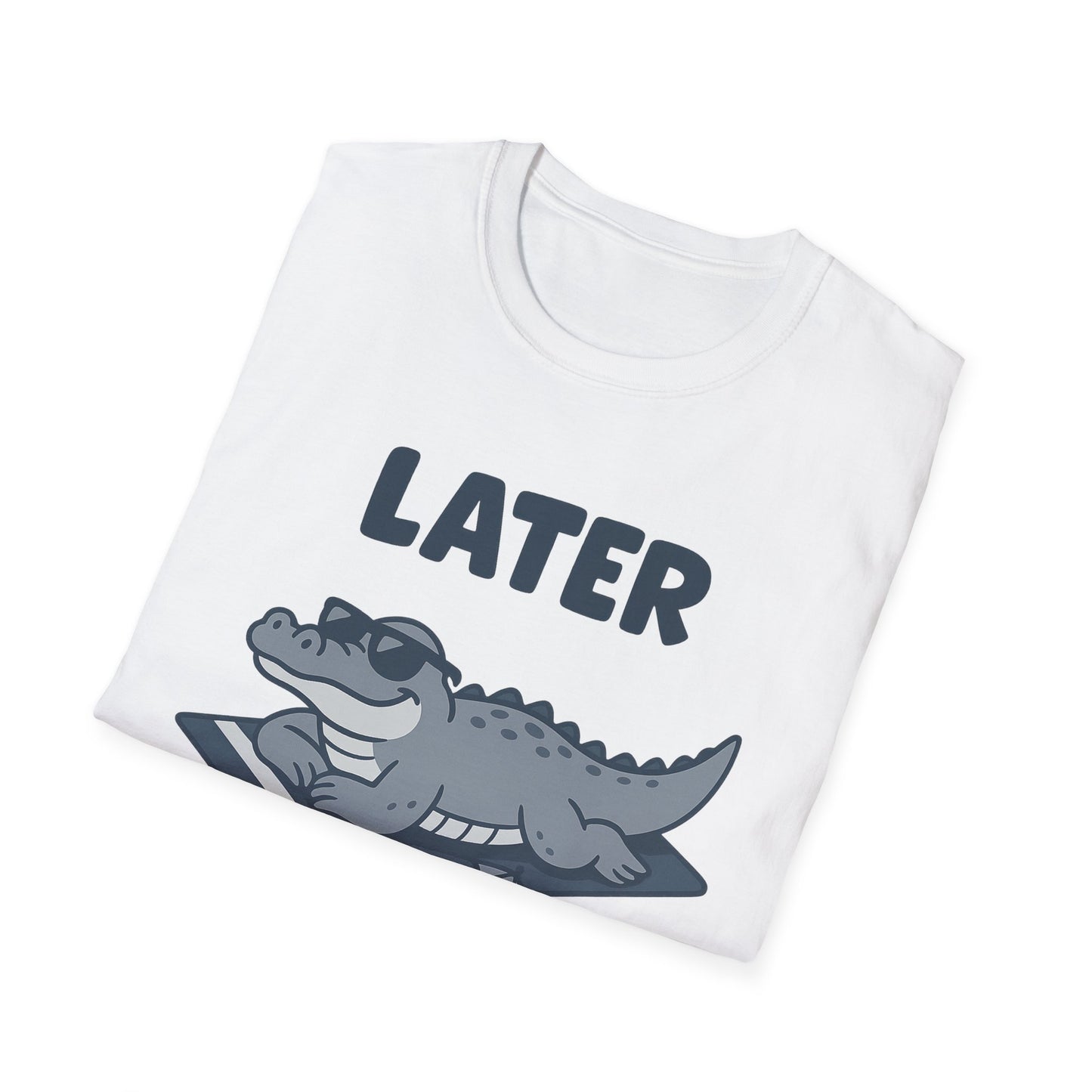 Later Gator Lounge Graphic Tee - Funny Alligator T-Shirt, Summer Vacation Humor, Cute Animal Tee, Relax Gift for Him and Her